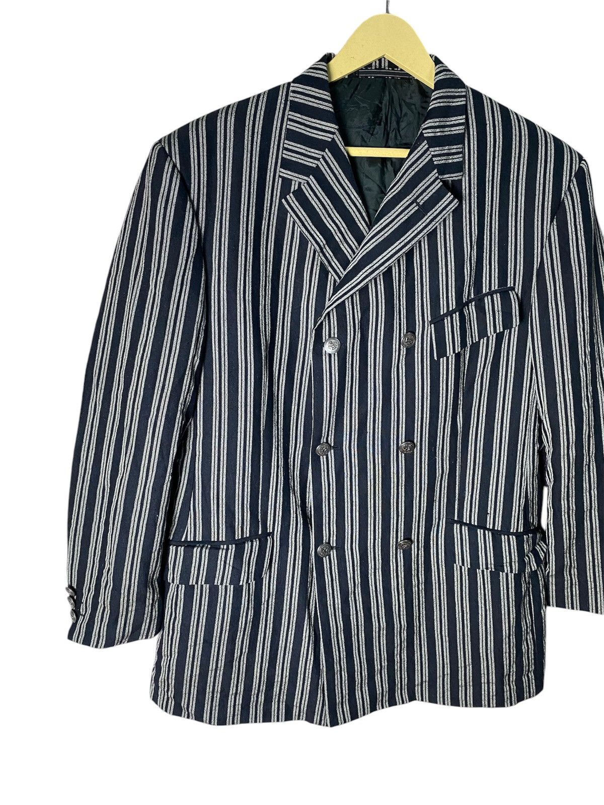 Versace × Vintage Vintage Versace V2 Stripes Blazer Size 44R - 3 Thumbnail