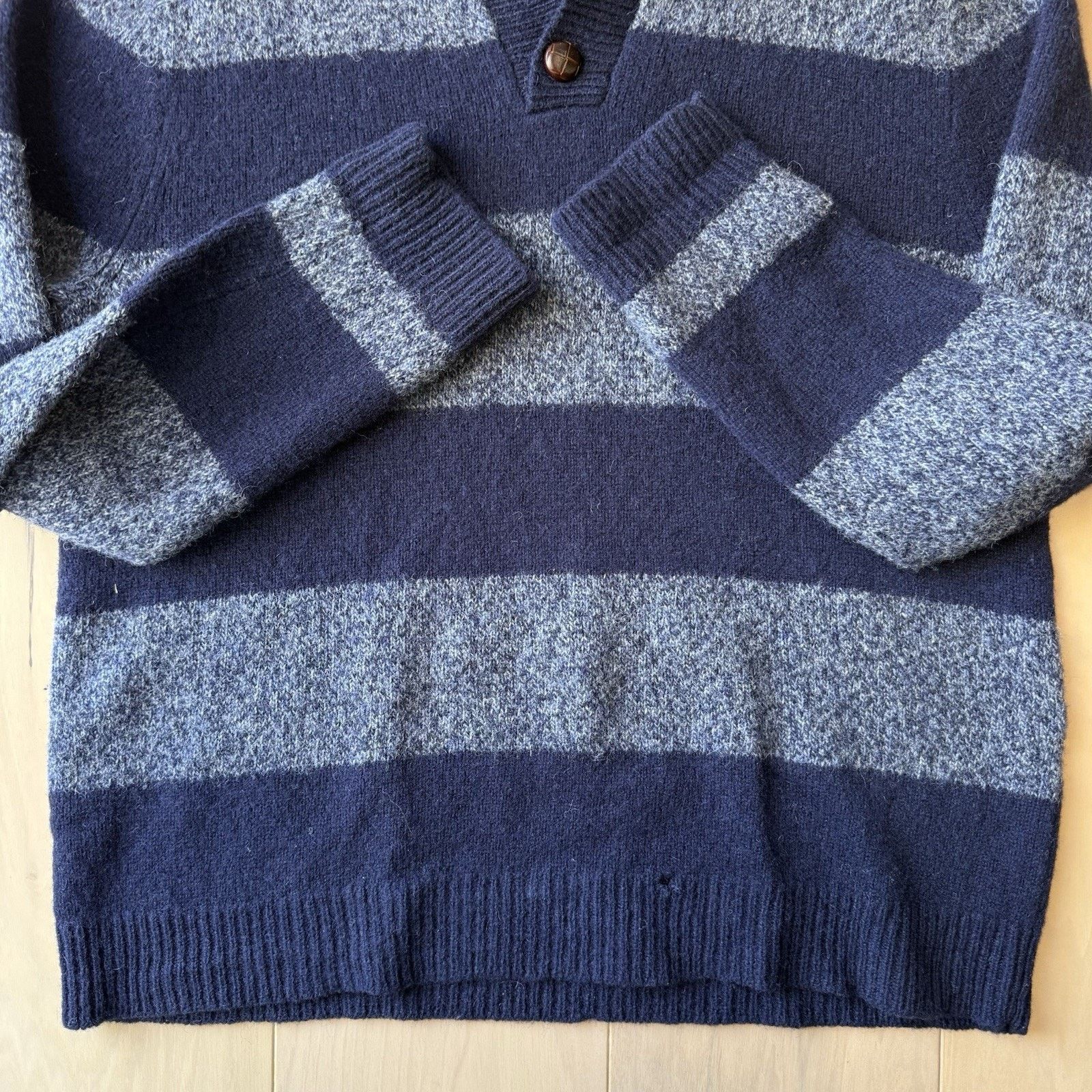 Shipley & Halmos Shipley & Halmos Sweater XL Blue Striped Wool Pullover Shawl Size US XL / EU 56 / 4 - 5 Thumbnail