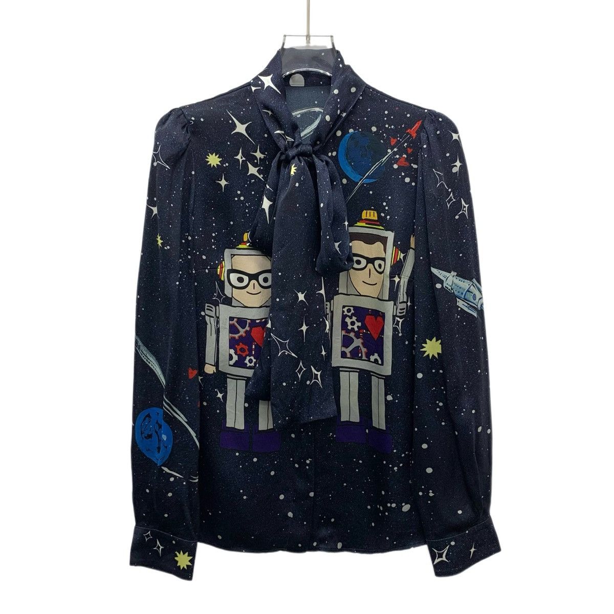 Dolce & Gabbana Dolce & Gabbana Long Sleeve Shirt with Bow Tie Detail K26WX Size S / US 4 / IT 40 - 1 Thumbnail