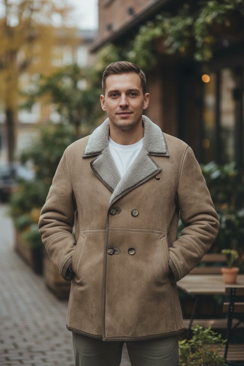 Other Vtg 70s Men's Shearling Double Breasted Coat Lapel Collar Size US M / EU 48-50 / 2 - 2 Thumbnail