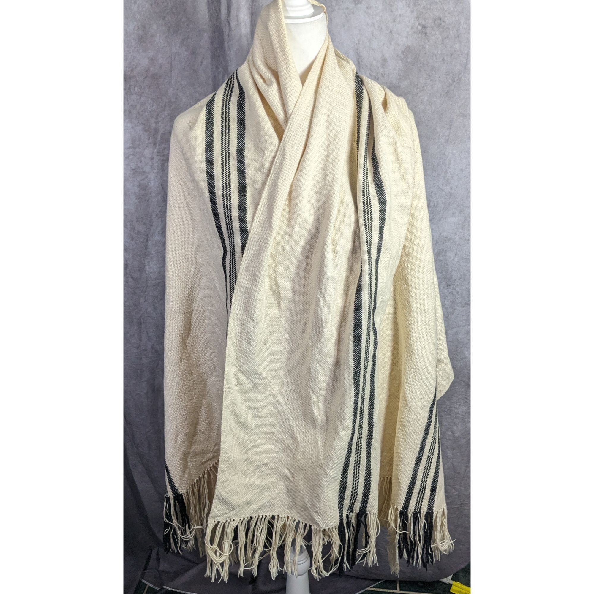 Apiece Apart Apiece Apart Striped 100% Cotton Fringe Throw Blanket Shawl Size ONE SIZE - 6 Thumbnail