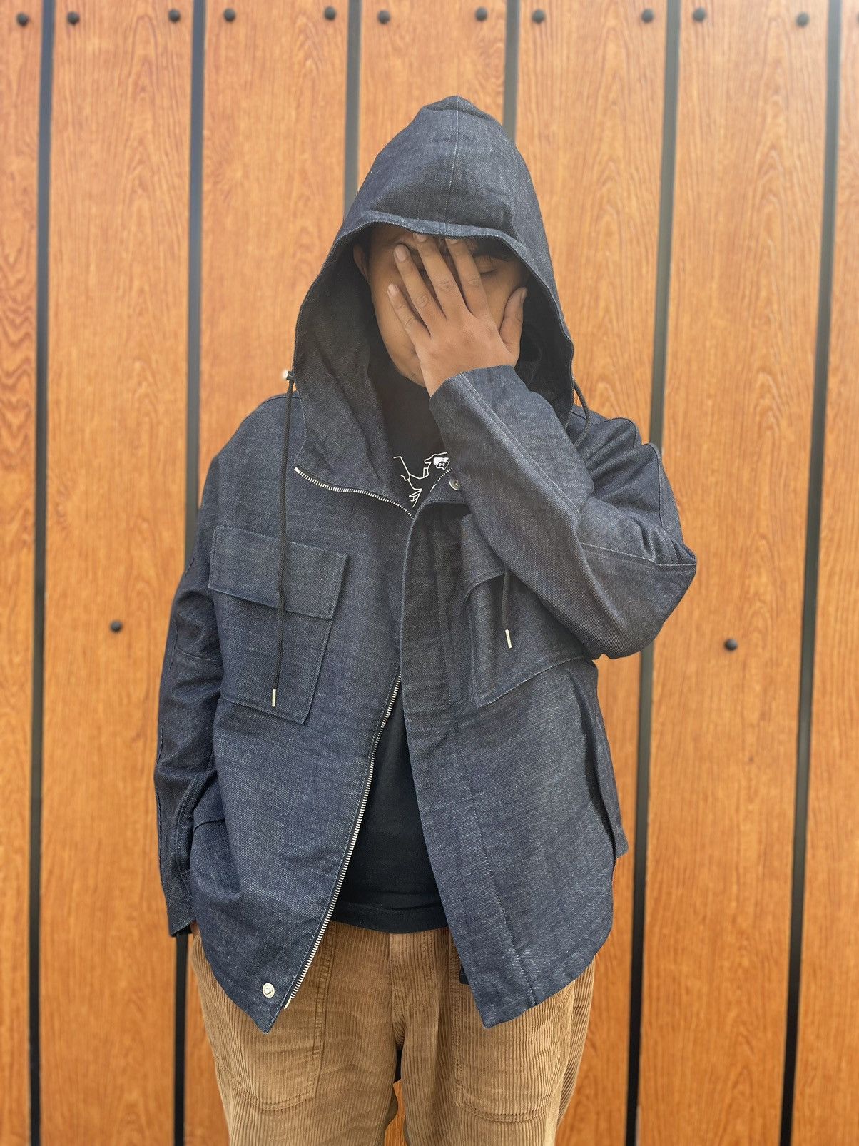 Raf Simons Raf Simons Leather Patch Denim Oversized Hooded Jacket Size US M / EU 48-50 / 2 - 11 Thumbnail