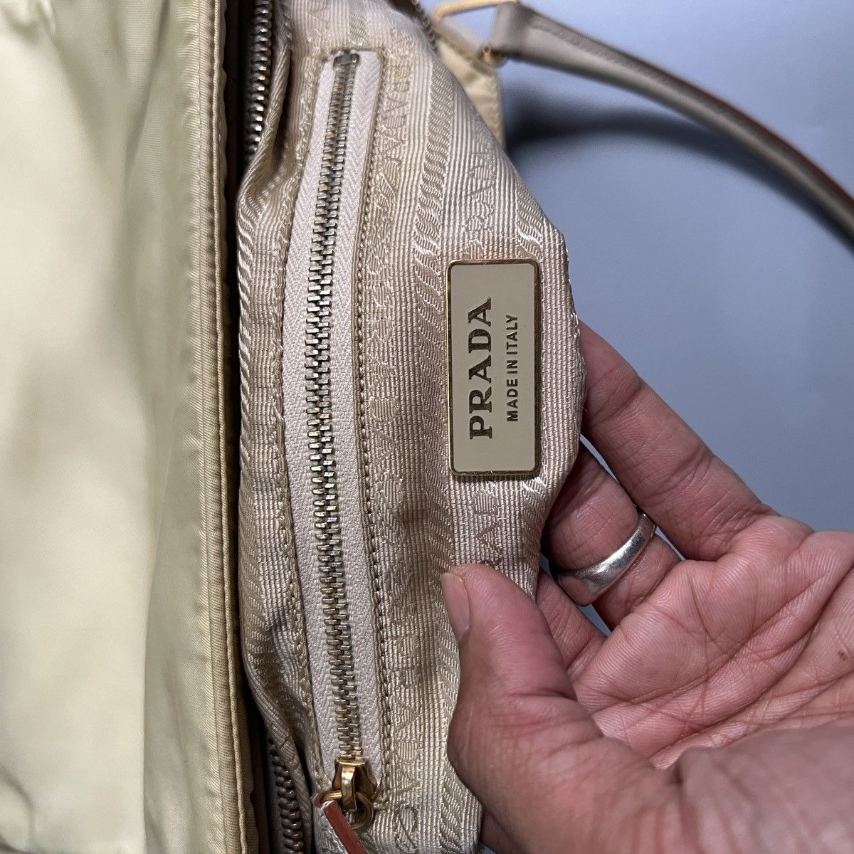 Prada Authentic Vintage Prada Tessuto "Champagne" Handbag Size ONE SIZE - 3 Thumbnail