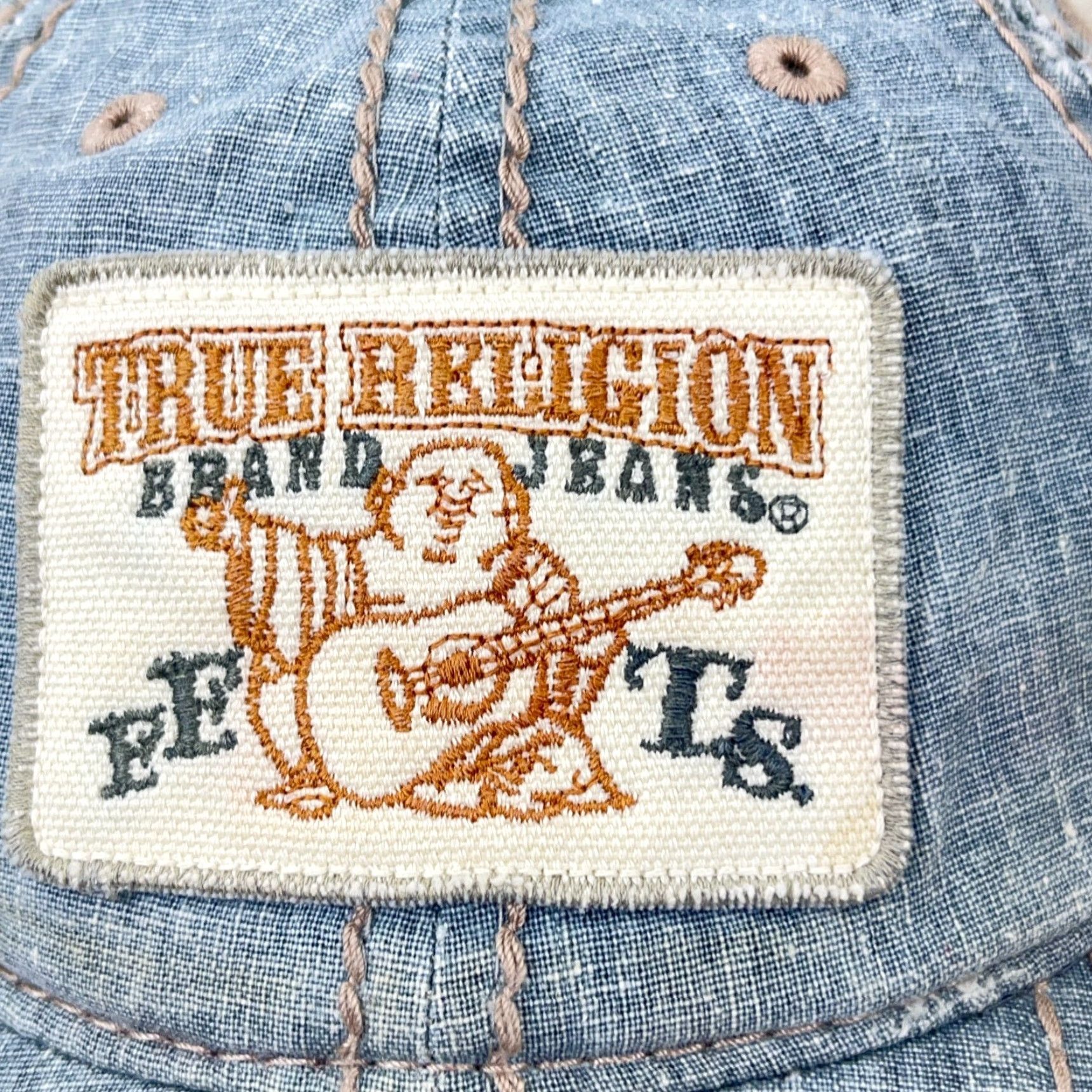 True Religion VINTAGE True Religion Hat Cap Strap Back Buddha Patch Distressed Y2K Size US 35 - 5 Thumbnail