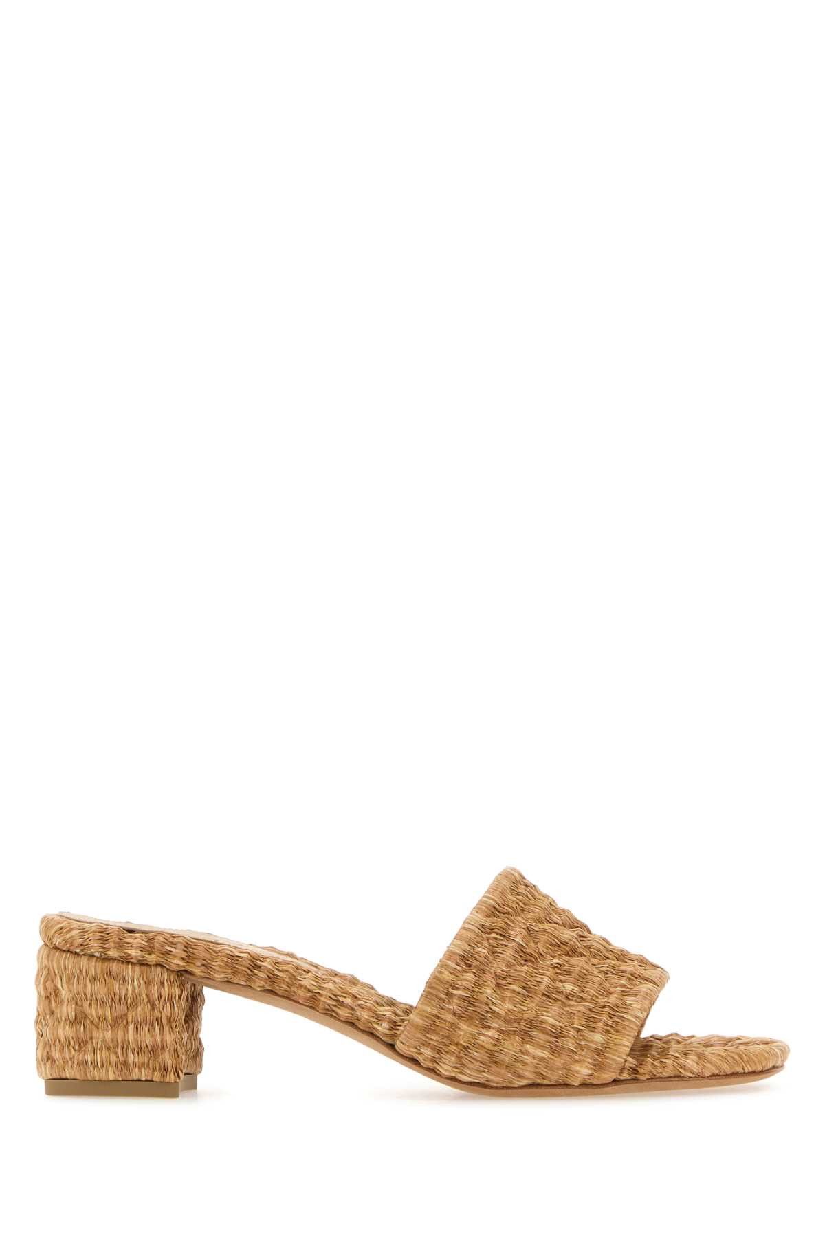 image of Bottega Veneta Raffia Amy Mule Shoess Shoes in Beige O Tan, Women's (Size 6)