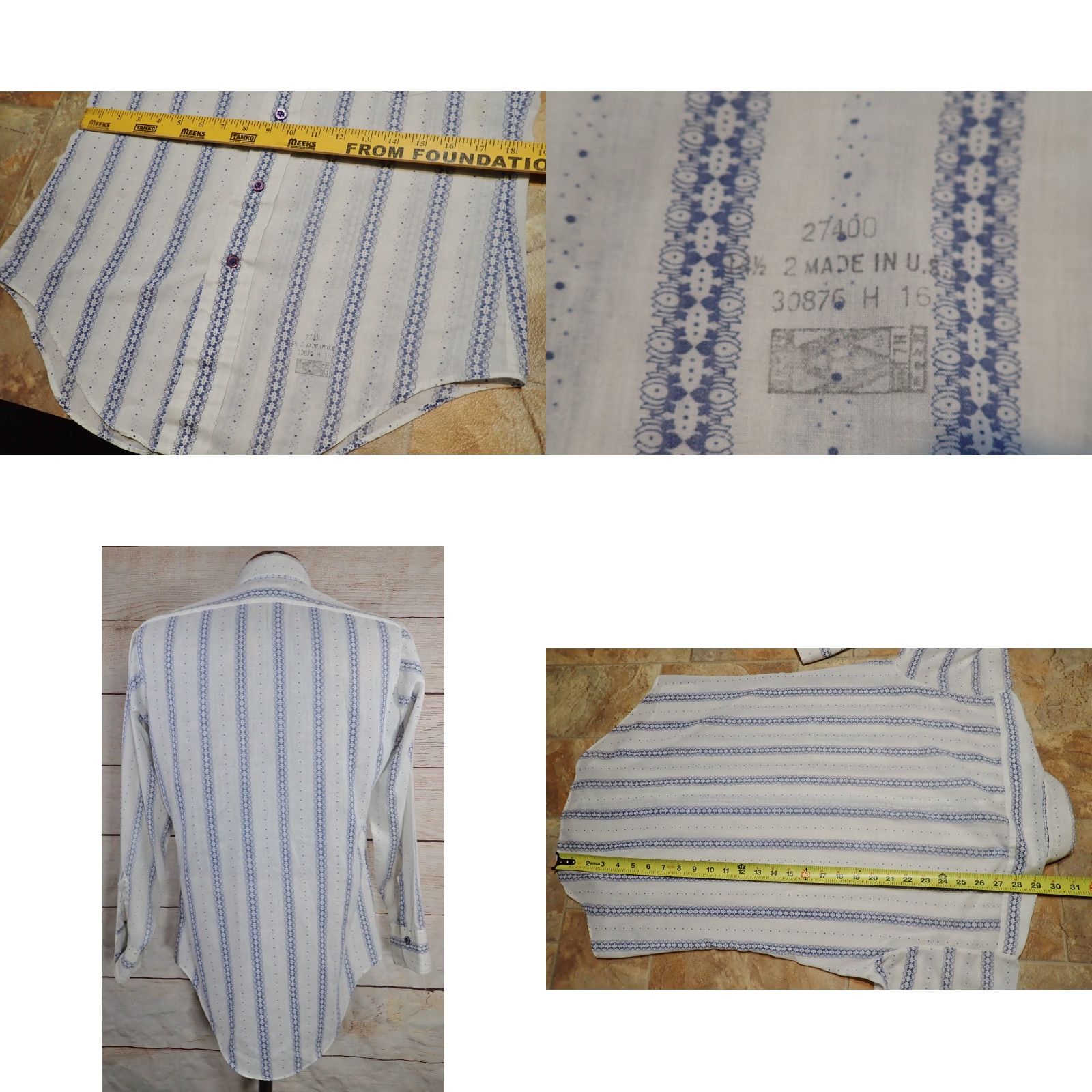 Vintage VINTAGE Career Club Shirt Mens 1960s Blue & White Striped Disco AOP 1960s 70s Rockabilly Small Mens Size US S / EU 44-46 / 1 - 8 Thumbnail
