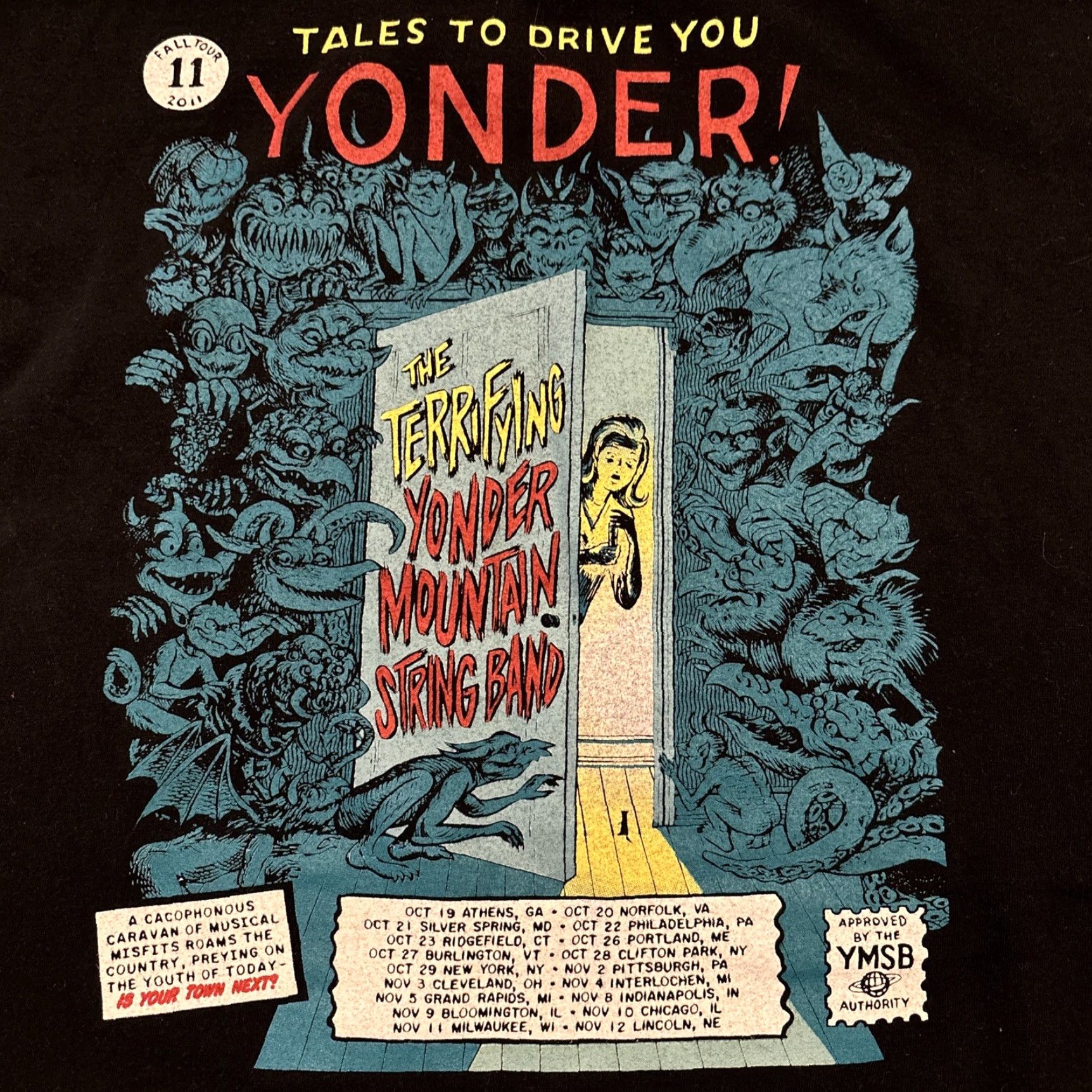 American Apparel VINTAGE Yonder Mountain String Band T-Shirt 2011 Black XL Mens American Apparel Size US XL / EU 56 / 4 - 5 Thumbnail
