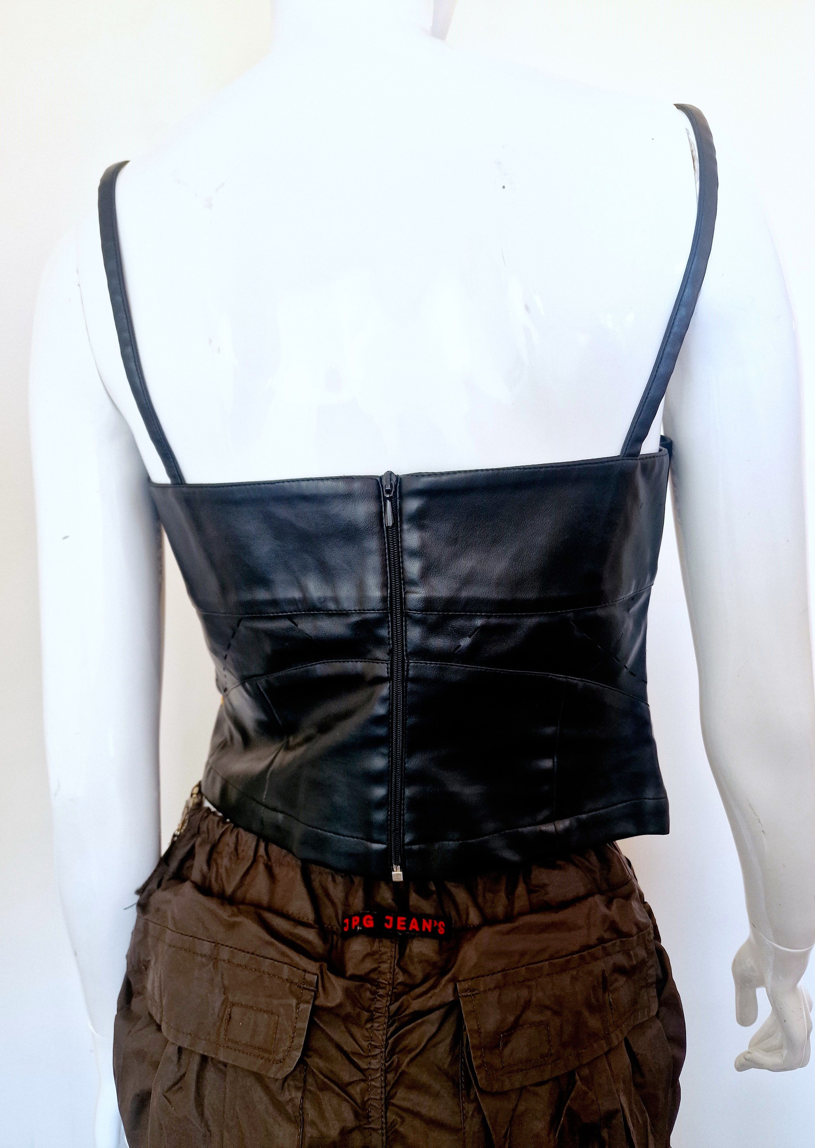Versace Gianni Versace Fake Leather Bondage Corset Tee Top Bustier Size M / US 6-8 / IT 42-44 - 3 Thumbnail
