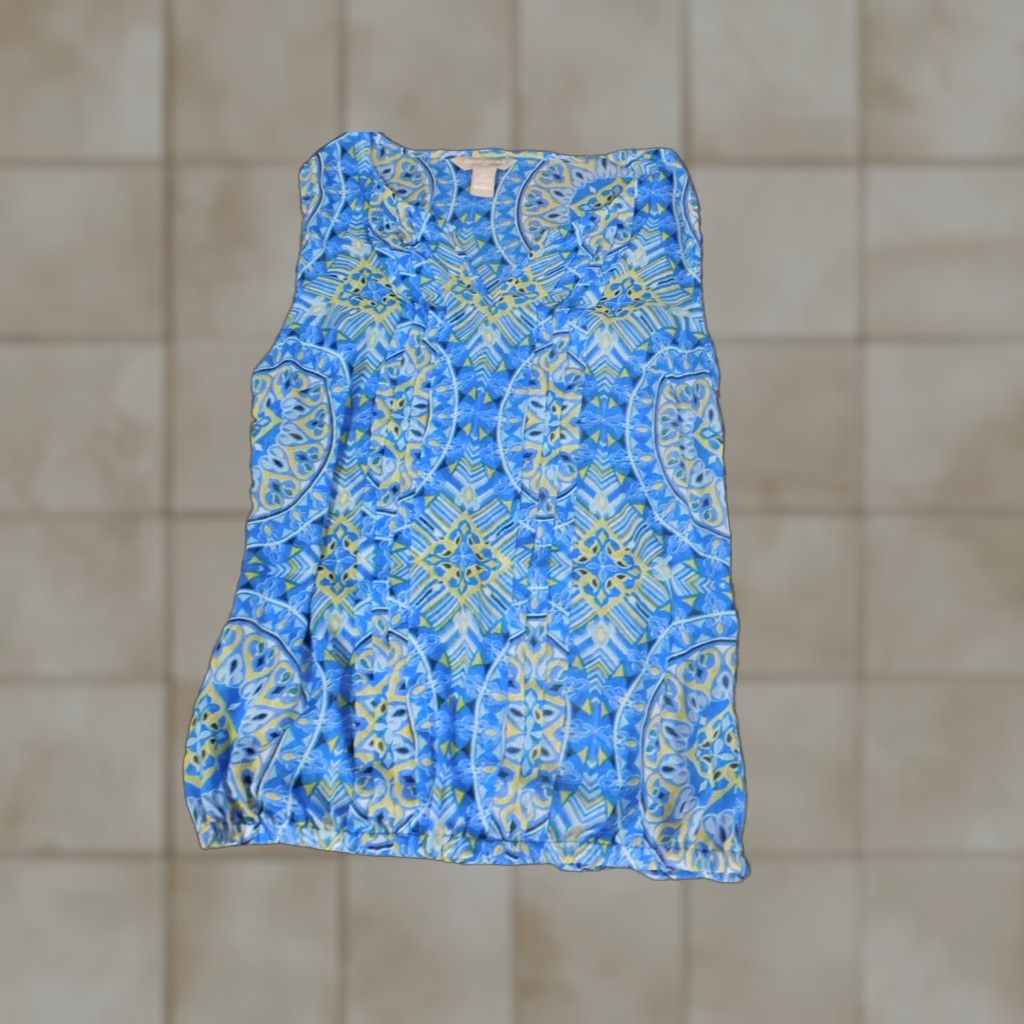 Banana Republic Banana Republic Blouse XS Women Blue Crew Neck Pullover Casual Shirt Pattern Solid Sleeveless Polyester Rayon Basic Classic Stretch Vintage No N/A Size XS / US 0-2 / IT 36-38 - 1 Thumbnail