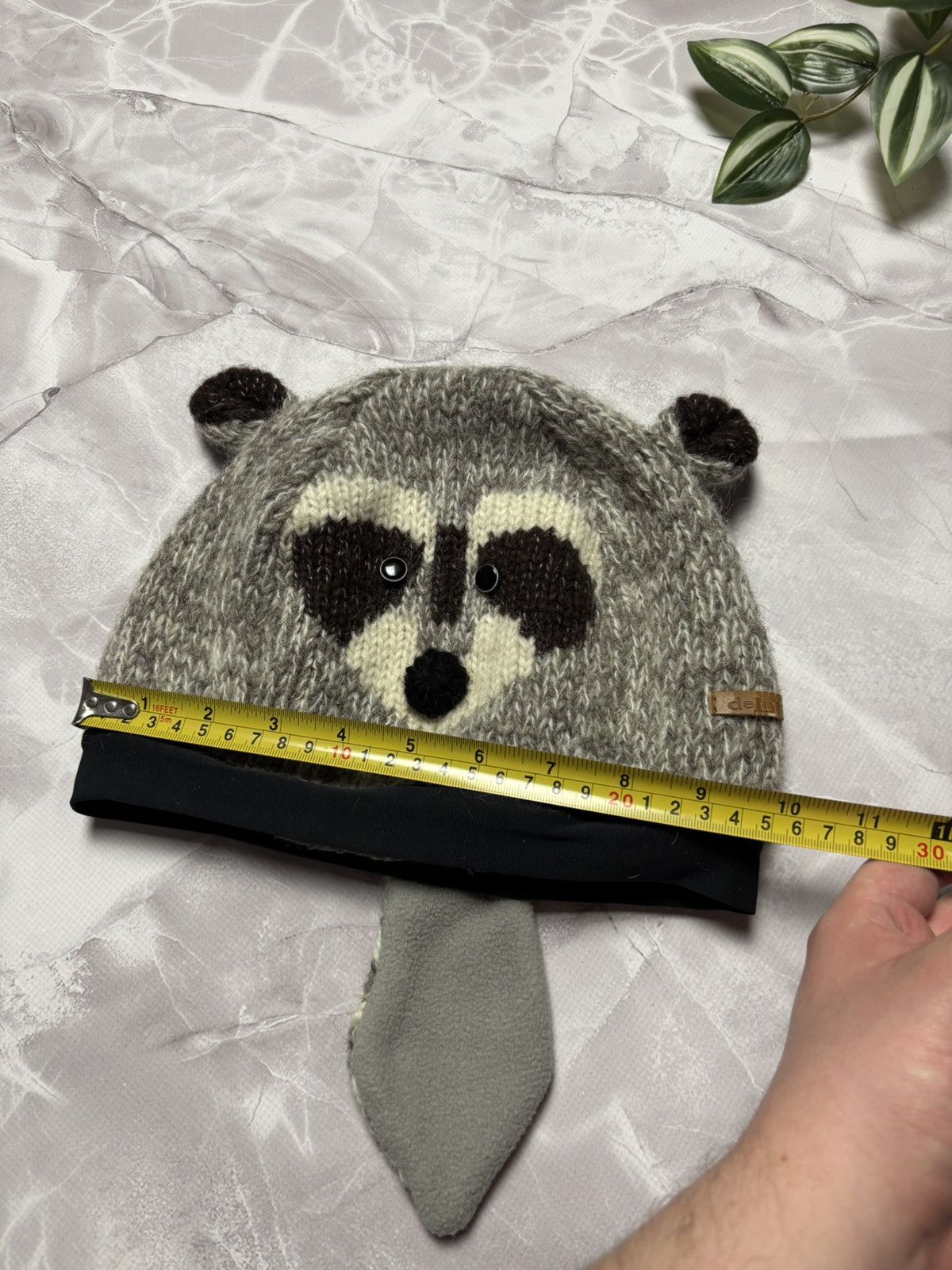 Other deLux Raccoon Knit Beanie Animal Costume Tail Ears One Size Size ONE SIZE - 11 Thumbnail