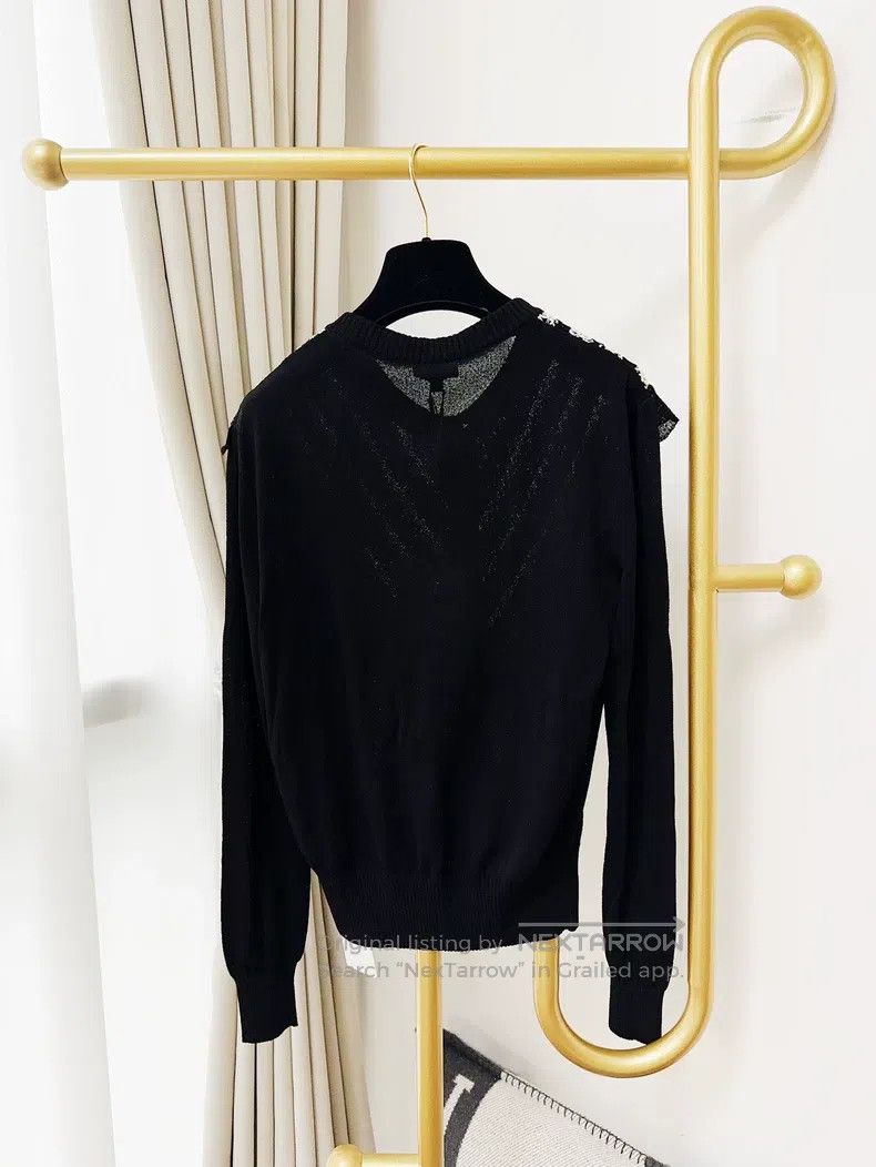 Chanel Chanel 20S Roof Series Black Ruffle Knitted Cardigan coat Size XS / US 0-2 / IT 36-38 - 3 Thumbnail