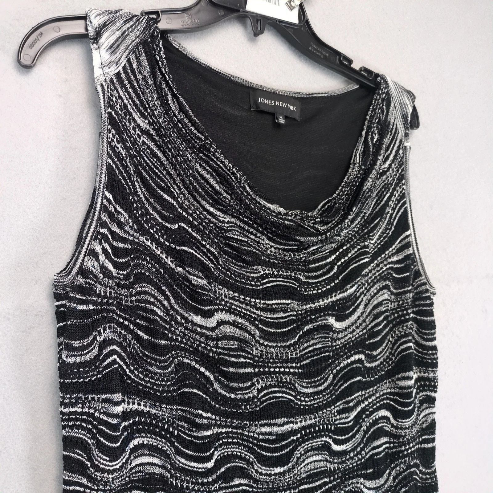 Jones New York Jones New York Black White Silver Wavy Knit Cocktail Dress M Size M / US 6-8 / IT 42-44 - 9 Thumbnail