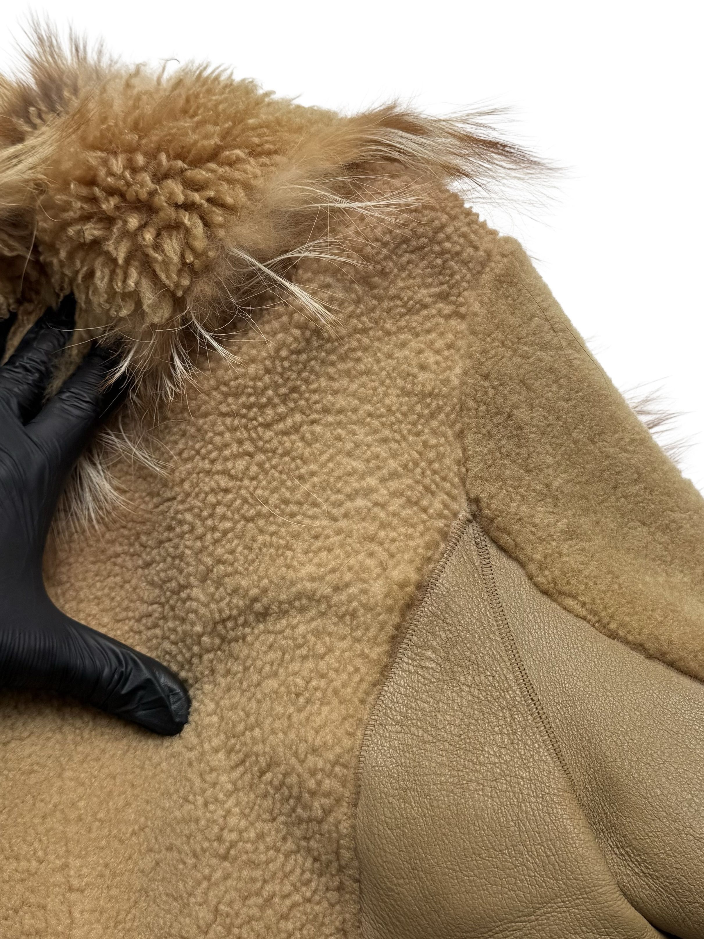 Vintage Vintage Beige Sheepskin Leather Coat Shearling Long Fur Trim Size M / US 6-8 / IT 42-44 - 14 Thumbnail