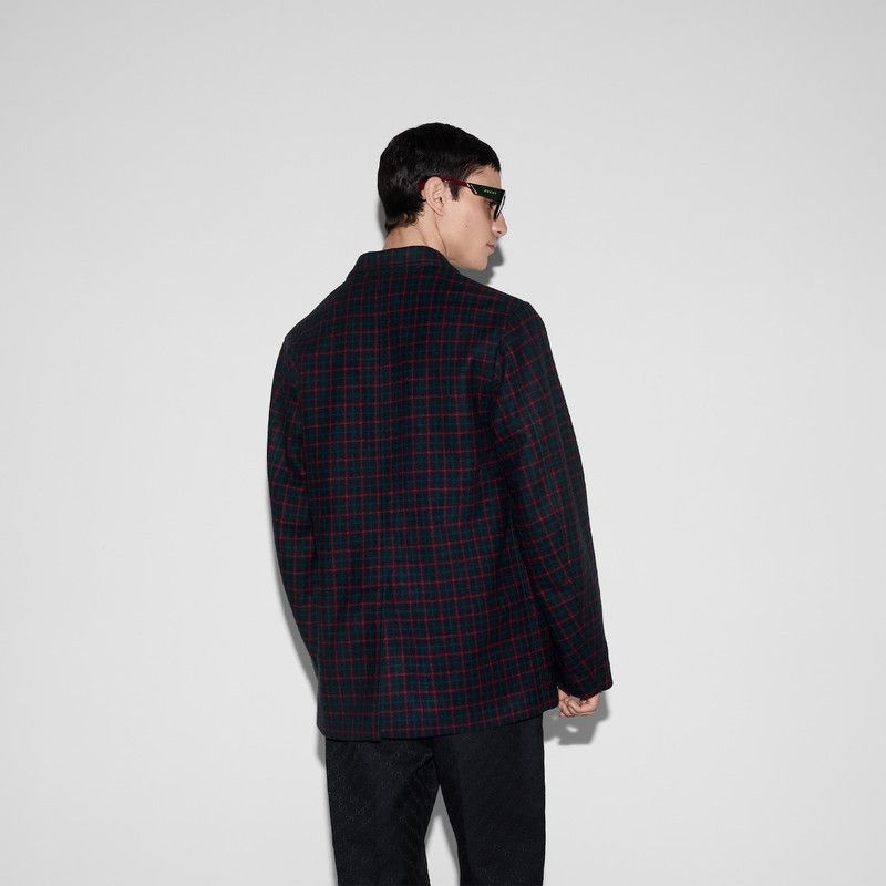 Gucci o1loc1c1125 814510 Embroidered Check Wool Flannel Jacket Size US M / EU 48-50 / 2 - 3 Thumbnail