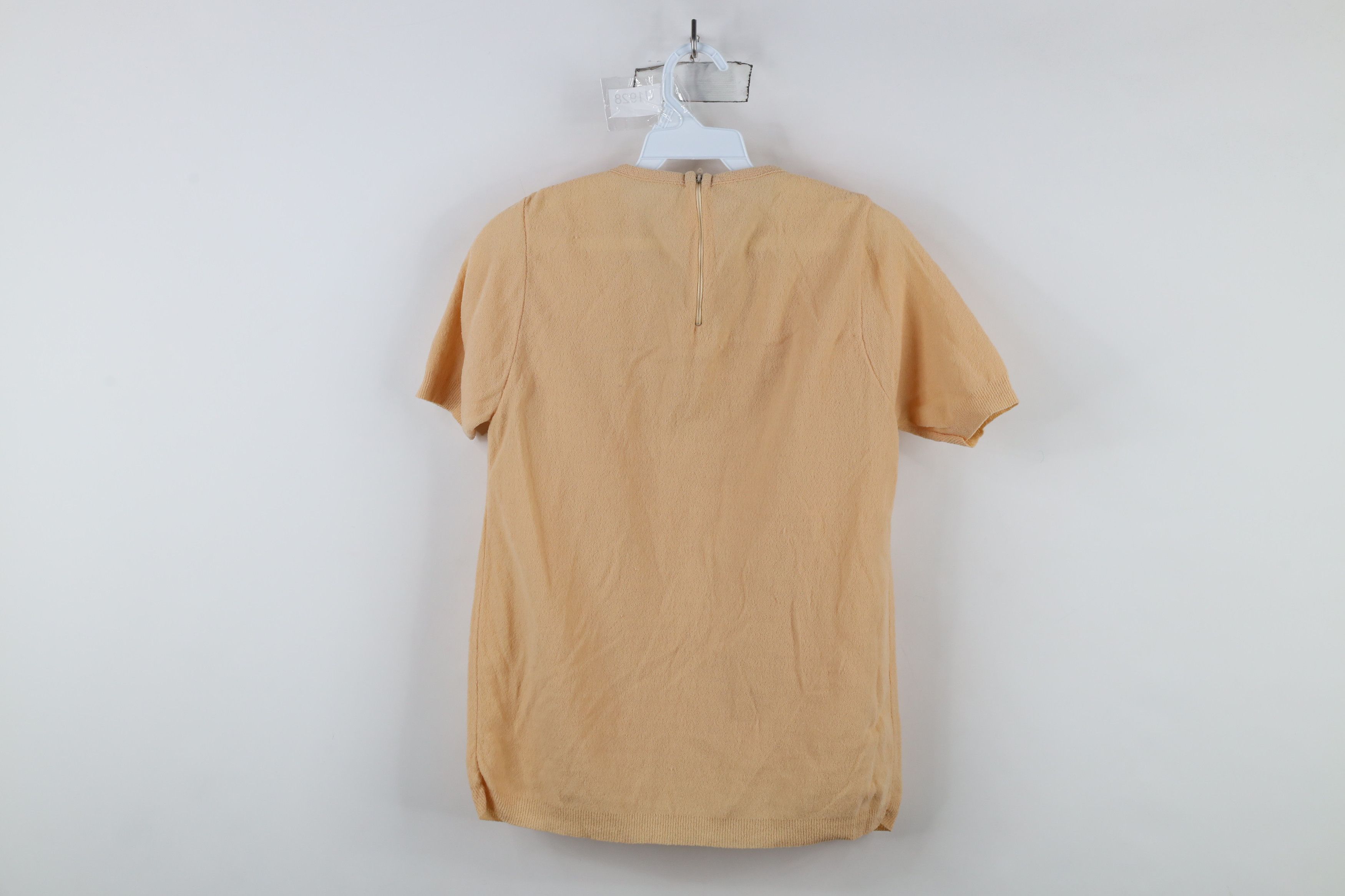 Vintage Vintage 70s Ban Lon Knit Back Zip Short Sleeve T-Shirt Beige Size XS / US 0-2 / IT 36-38 - 10 Thumbnail