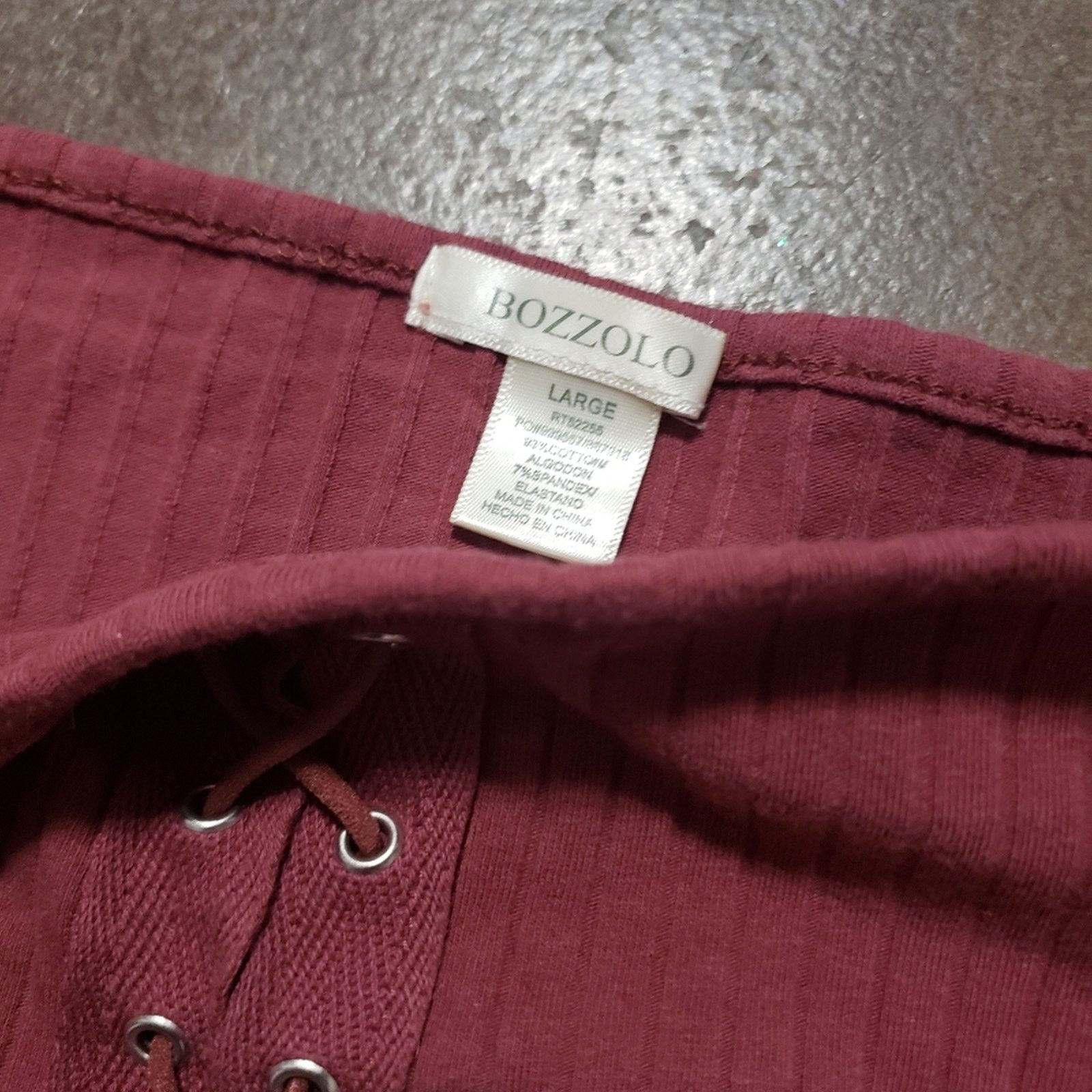 Other Burgundy Cropped | BOZZOLO | Laced Up Long Sleeve Size L / US 10 / IT 46 - 3 Thumbnail