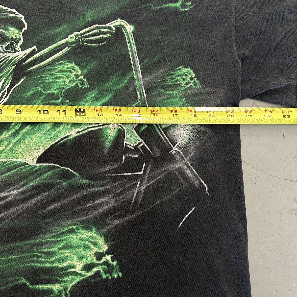 Vintage Vintage Grim Reaper Biker Tee – Green Flames Size US L / EU 52-54 / 3 - 2 Thumbnail