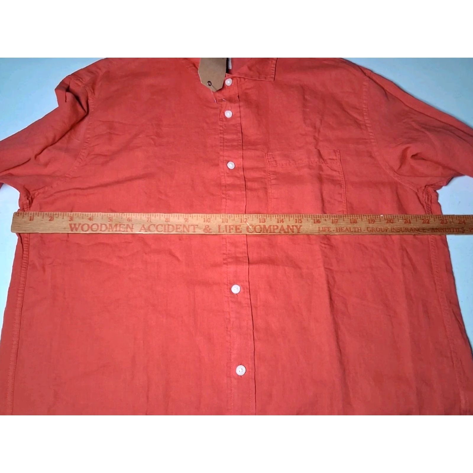 Lands' End Lands' End Canvas Shirt Men L Woven Linen Blend Washed Red Long Sleeve, Button-Up, Classic Linen Blend, Office, Business Casual, Cardigan? Size US L / EU 52-54 / 3 - 3 Thumbnail