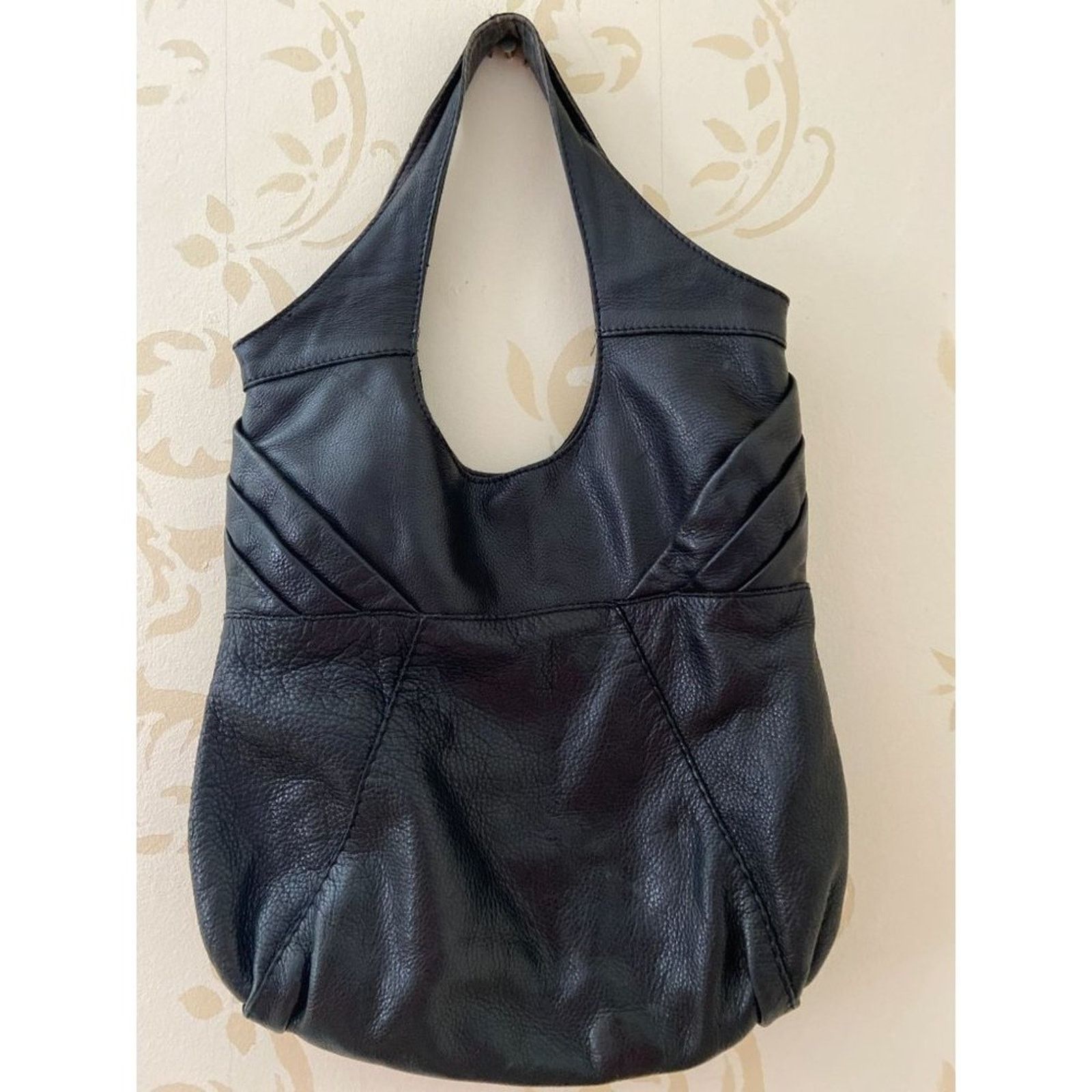 Lucky Brand Lucky Brand Black Leather Hobo Handbag/Purse Size ONE SIZE - 1 Thumbnail