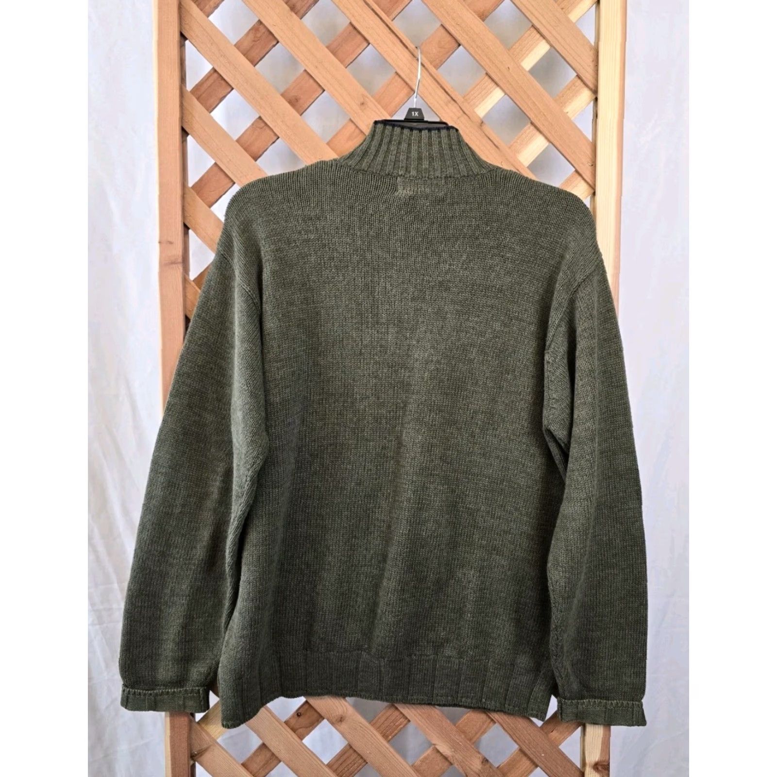 Chaps Chaps Ralph Lauren Men's Pullover Cotton 1/4 Zip Sweater - Size M - Green - Regular Fit, Long Sleeve, Collared Knit Sweatshirt Size US M / EU 48-50 / 2 - 7 Thumbnail