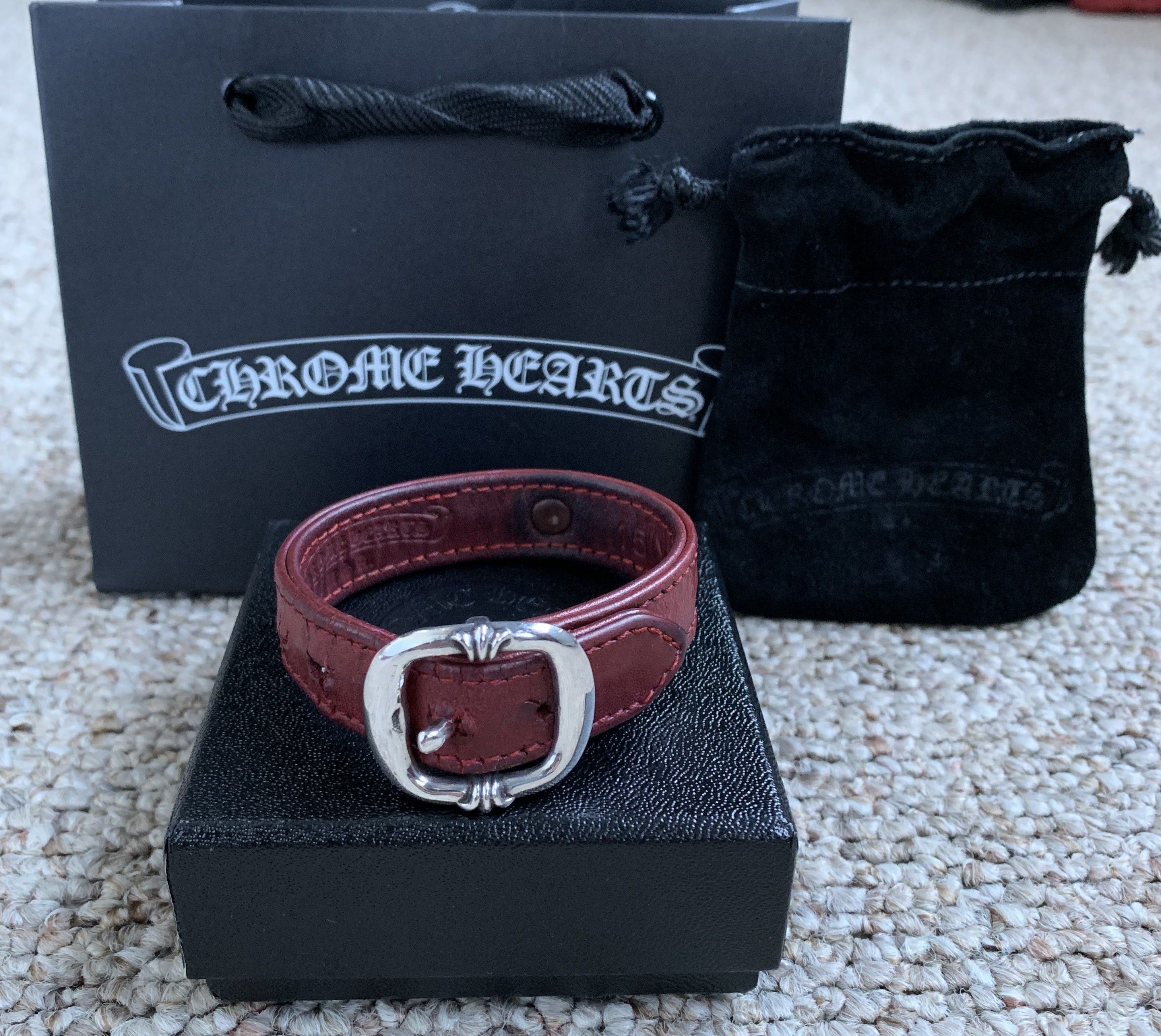Chrome Hearts Chrome Hearts 15th Anniversary Leather Silver Bracelet Size ONE SIZE - 1 Thumbnail