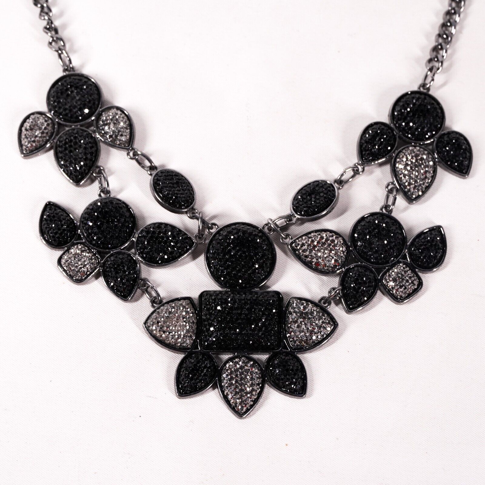 Other 11.5" Black Druzy Silver Metal Chain Necklace Choker Jewelry Size ONE SIZE - 2 Thumbnail