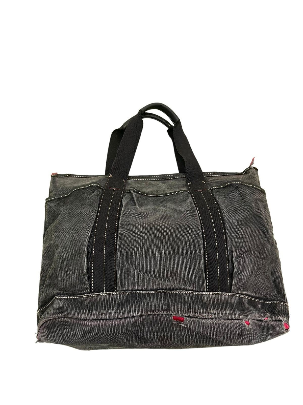 Issey Miyake Issey Miyake Tote Bag Distress Leather Cotton Canvas 3🟩 Size ONE SIZE - 12 Thumbnail