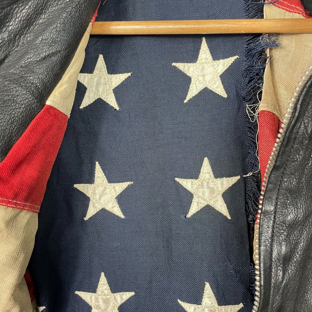 Vintage Vintage Seveskig American Flag Talon Zipper Leather Jacket Size US XS / EU 42 / 0 - 15 Thumbnail