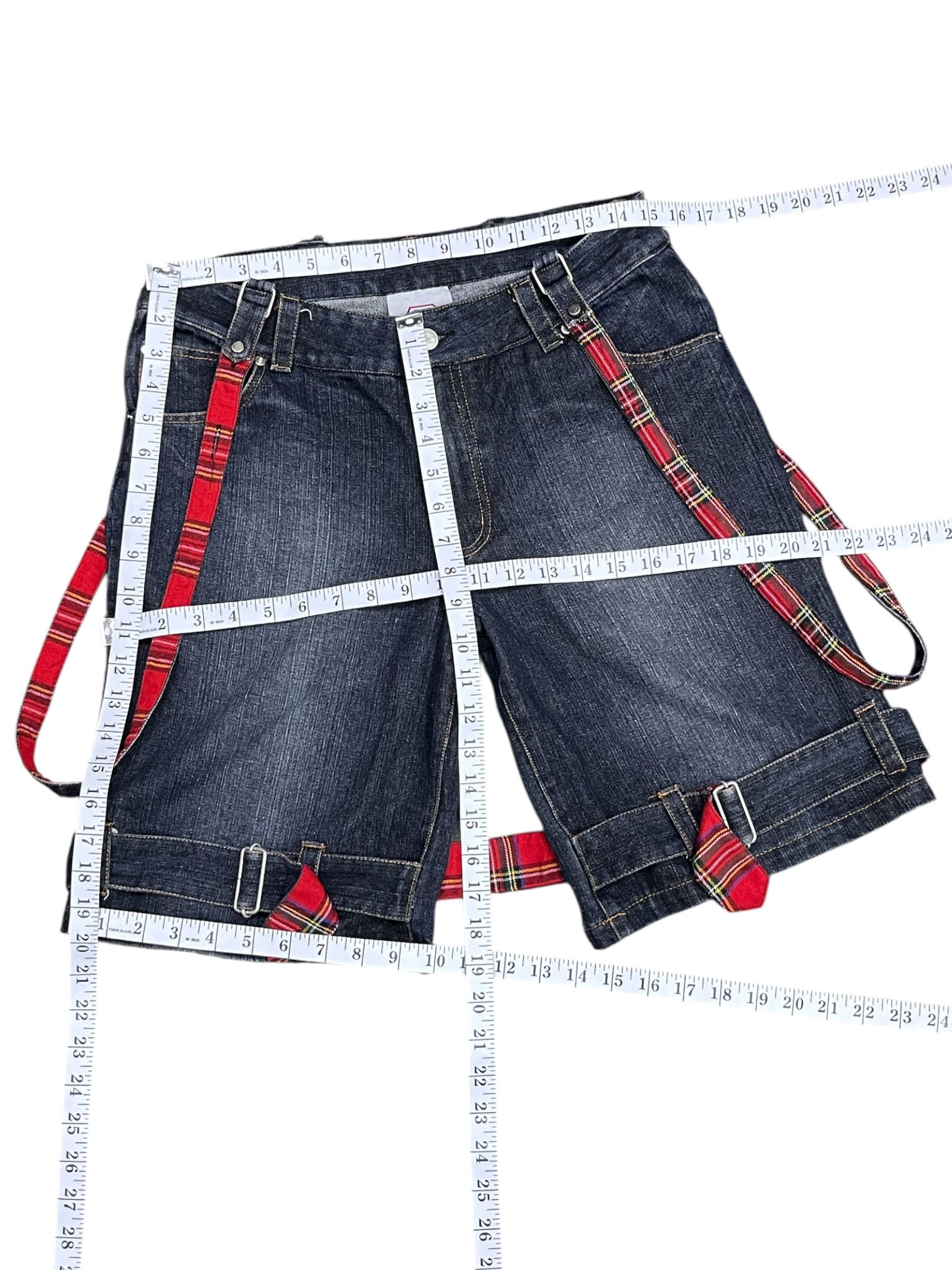 Super Lovers Vtg LOVER'S ROCK Bondage Denim Shorts | Punk Melted Spellout Size US 30 / EU 46 - 11 Thumbnail