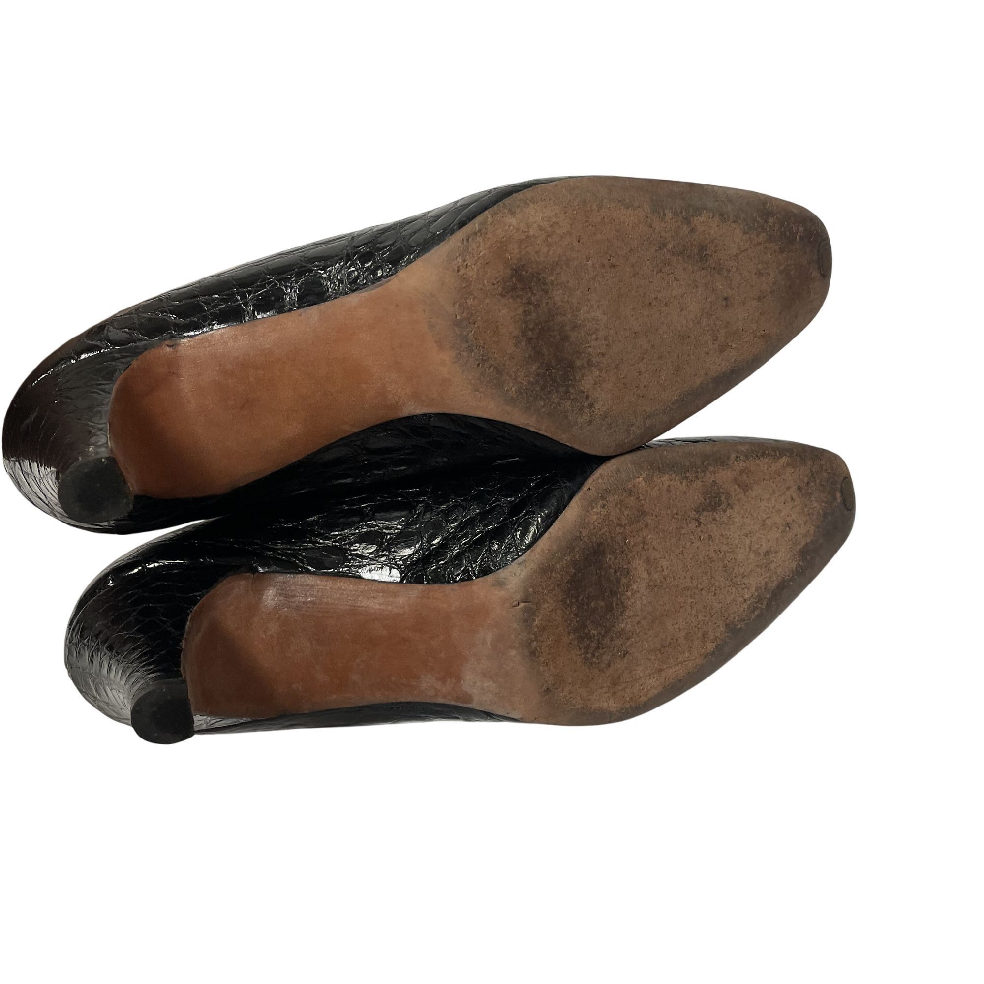 Other Vintage 60's La Belle Women Black Genuine ALLIGATOR Skin Hee Size US 6 / IT 36 - 7 Thumbnail
