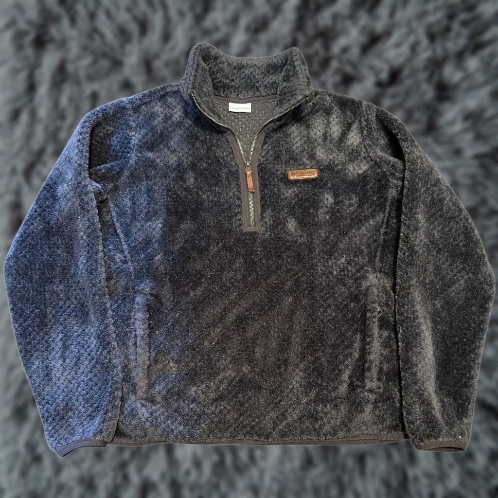 Vintage Columbia Jacket Womens L Navy Fireside II Sherpa Quarter Zip Fleece 大? Size L / US 10 / IT 46 - 1 Thumbnail