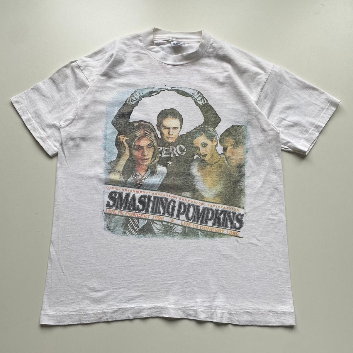 Pre-owned Band Tees Vintage 1996 Smashing Pumpkins With Garbage Tour T Shirt Xl In White