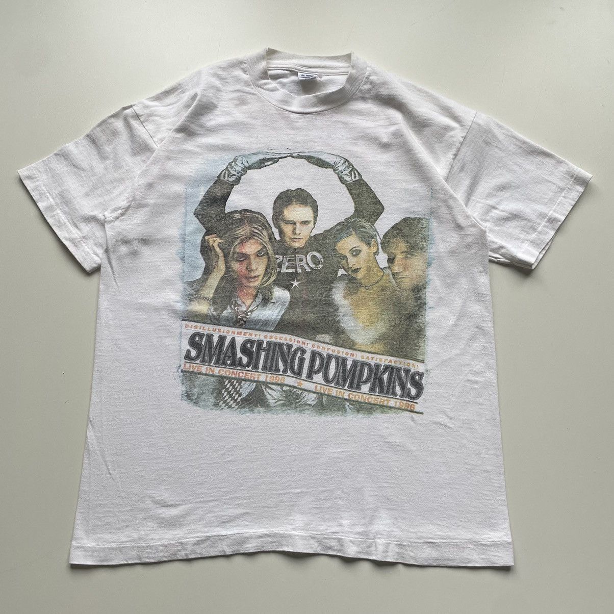 Pre-owned Band Tees Vintage 1996 Smashing Pumpkins With Garbage Tour T Shirt Xl In White