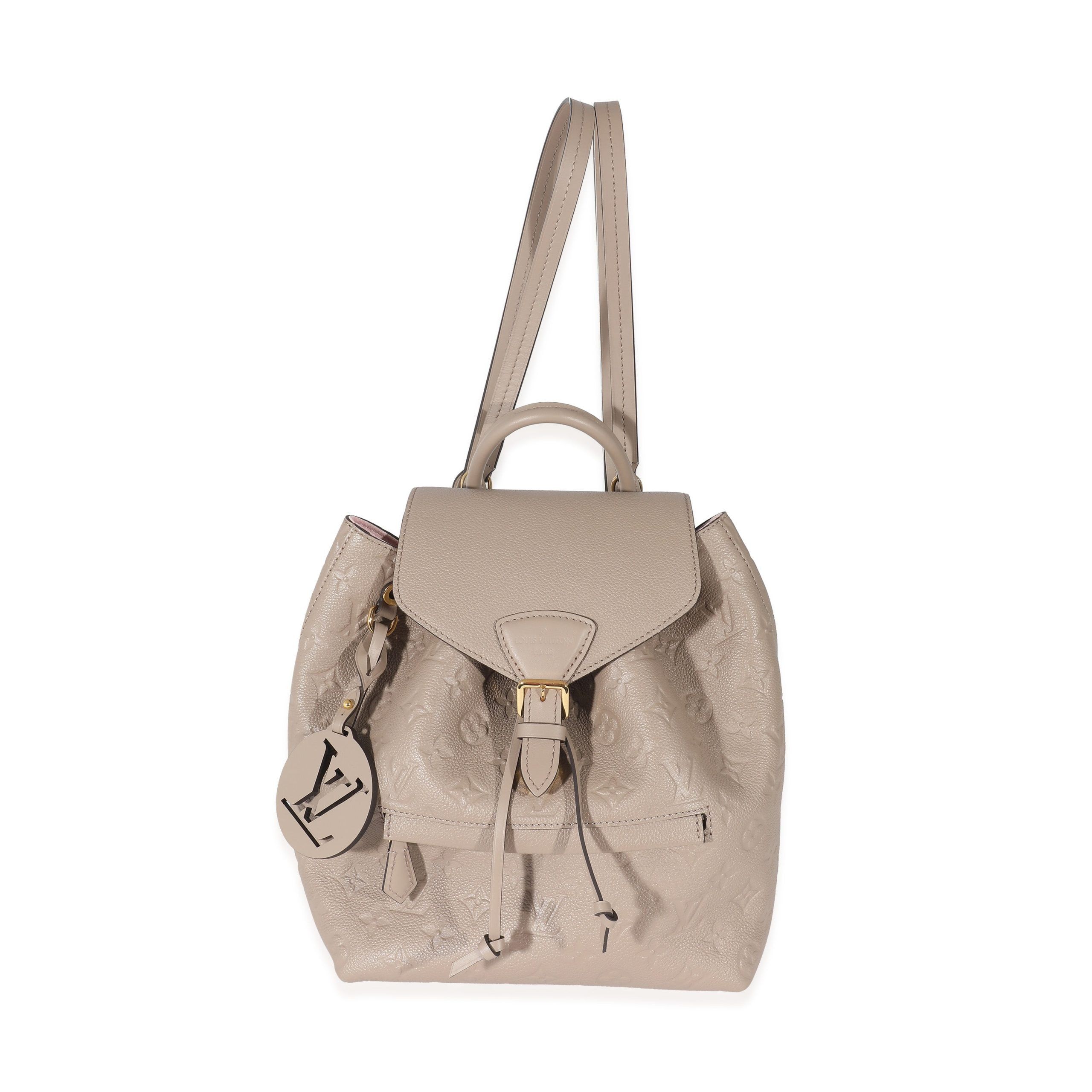 image of Louis Vuitton Tourterelle Empreinte Montsouris Backpack in Beige, Women's