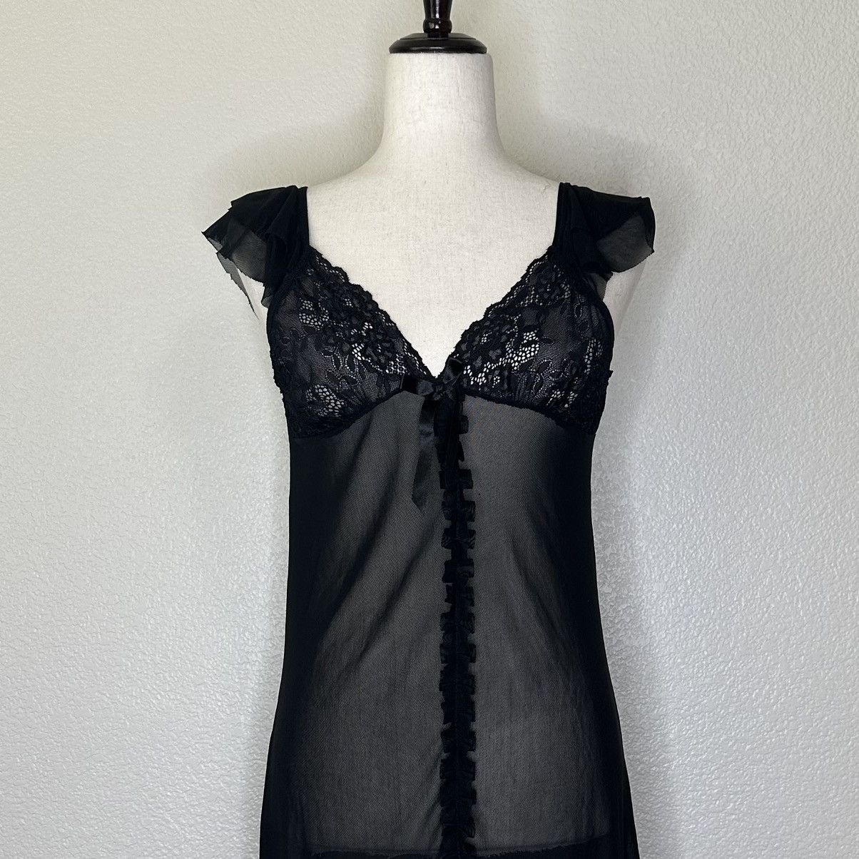 Other Black Lace Ruffle Intimates Sleewear Dress Size M / US 6-8 / IT 42-44 - 2 Thumbnail