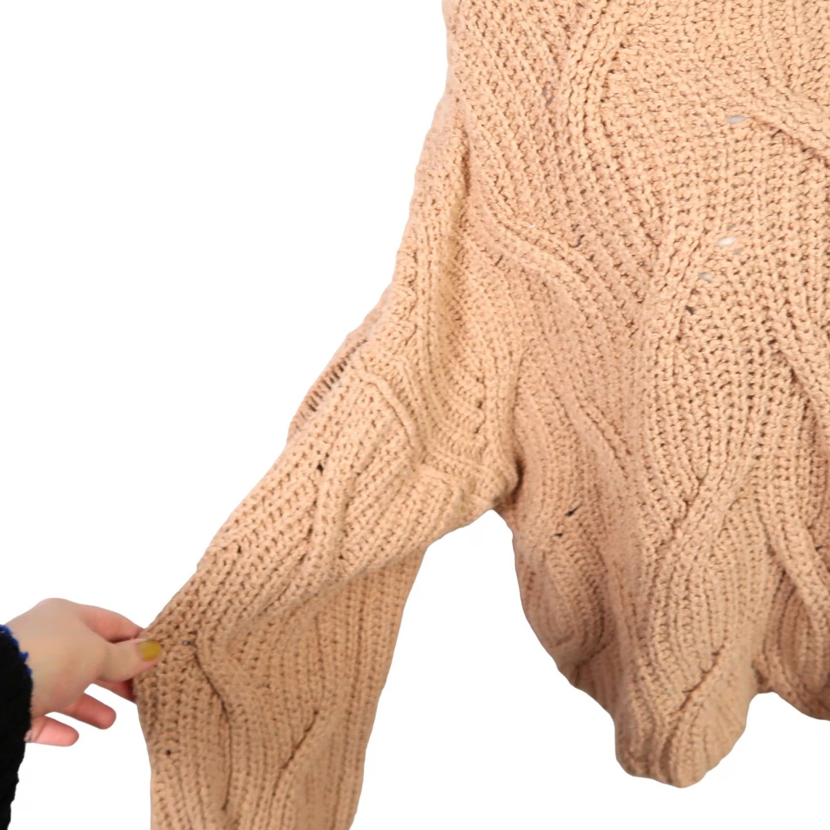 Free People Free People Seasons Change tan almond chunky knit turtleneck sweater M Size M / US 6-8 / IT 42-44 - 4 Thumbnail