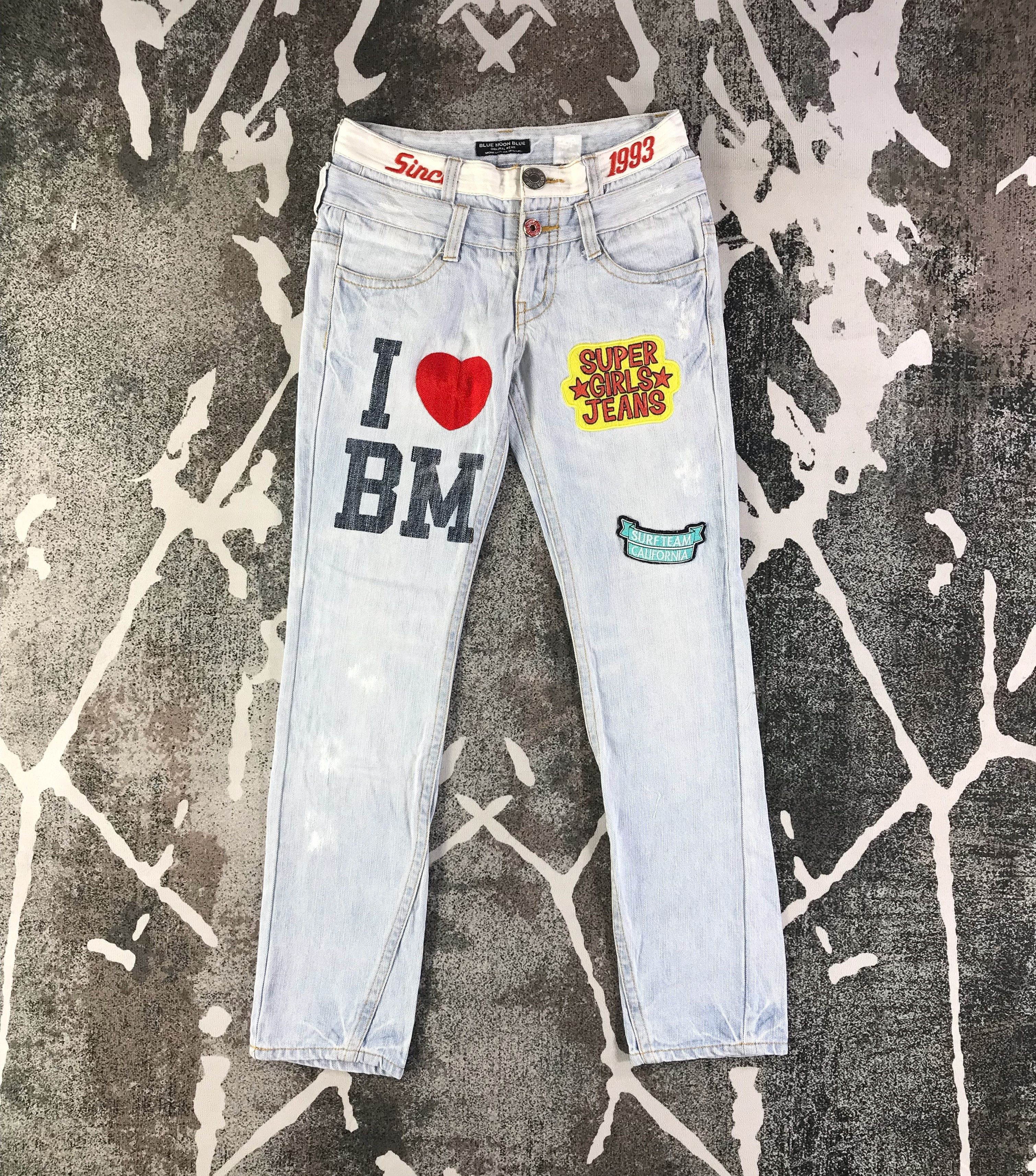 Japanese Brand Blue Moon Blue Jeans Double Waist Patchwork Jeans KJ1584 Size 29" - 1 Thumbnail