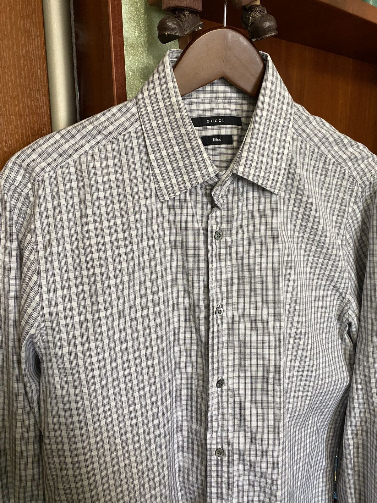 Designer × Gucci × Vintage Gucci Fitted Check Button Up Shirt Size 16 Size US M / EU 48-50 / 2 - 4 Thumbnail