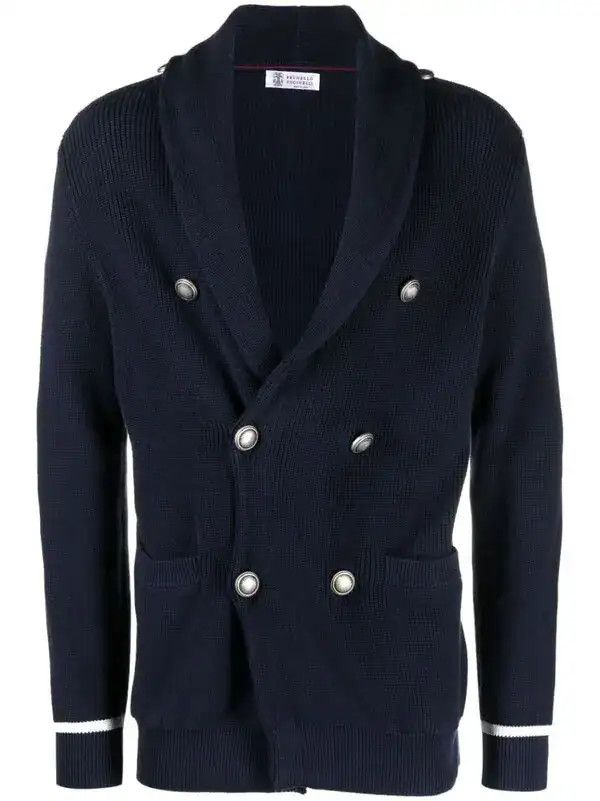 Brunello Cucinelli o1y0526 Cardigan in Midnight Blue Size US M / EU 48-50 / 2 - 1 Thumbnail