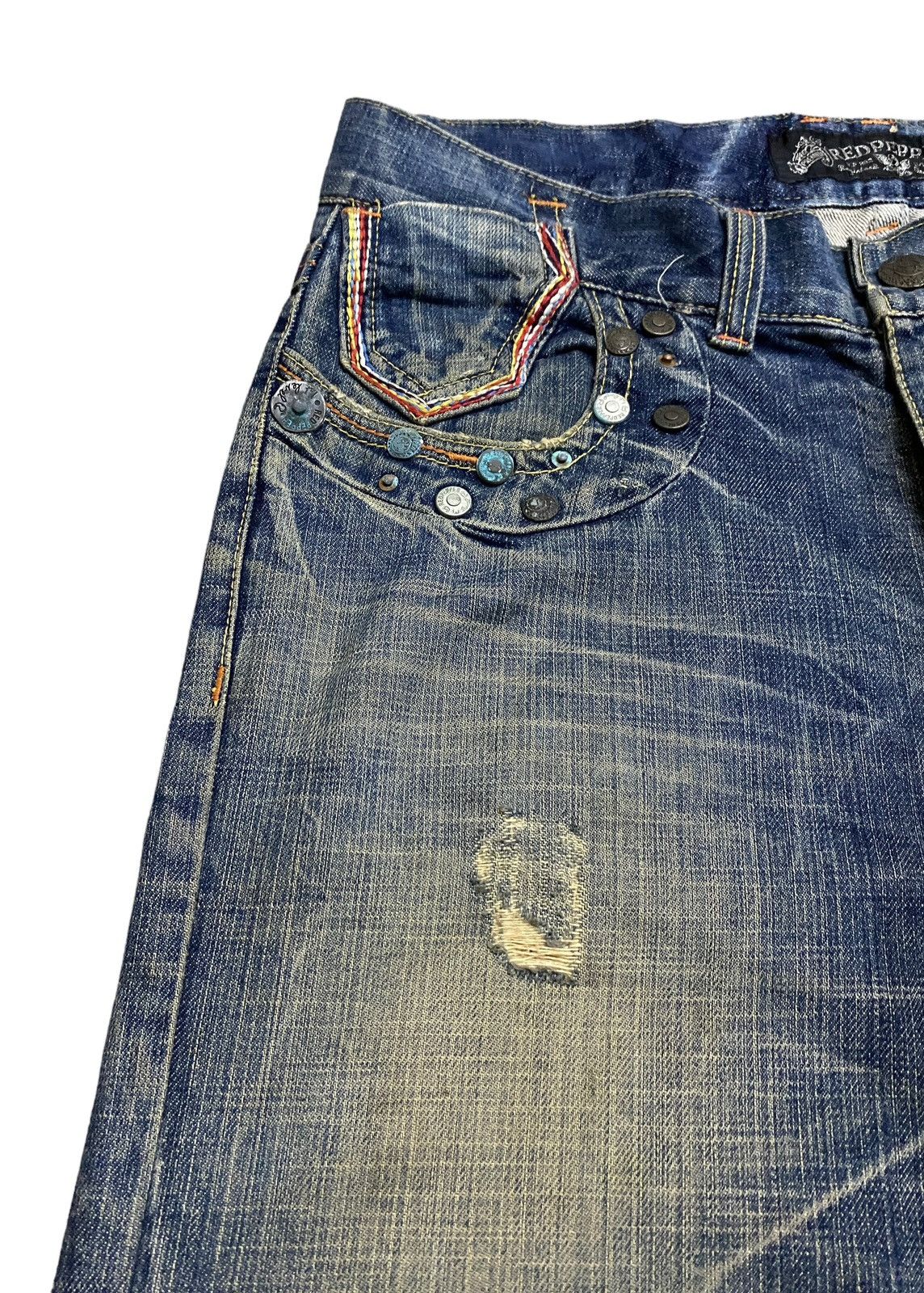 If Six Was Nine Rare Design Vintage Brand Red Pepper Flared Jeans 1990s Size US 32 / EU 48 - 5 Thumbnail