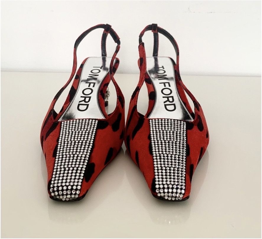 Tom Ford Auth TOM FORD Animalier Red Velvet Slingbacks - Sz 39 Size US 9 / IT 39 - 4 Thumbnail