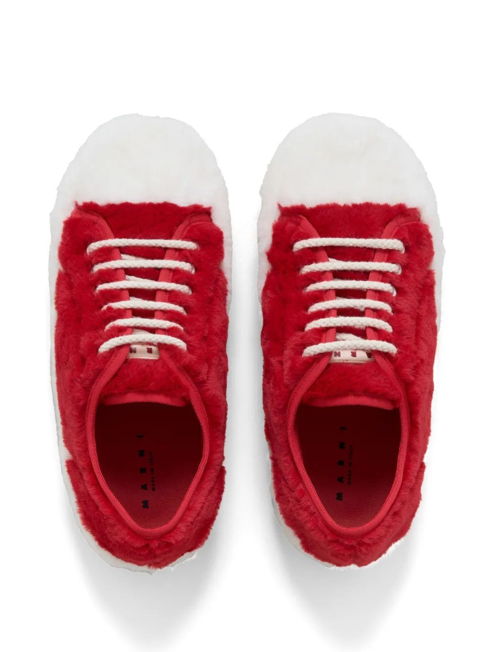 Marni o1w1db11125 Two Tone Faux Fur Sneakers in Light Red/White Size US 7 / EU 40 - 4 Thumbnail