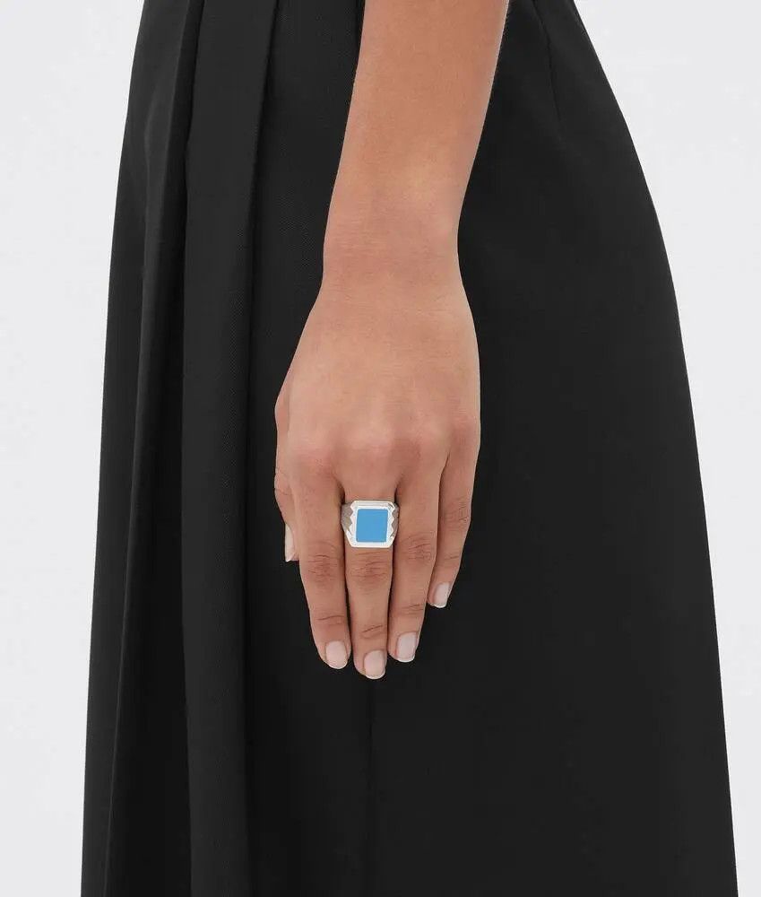 Bottega Veneta o1n1vont0425 Size: 19 / Unisex Essentials Ring Silver/Blue Size ONE SIZE - 5 Thumbnail