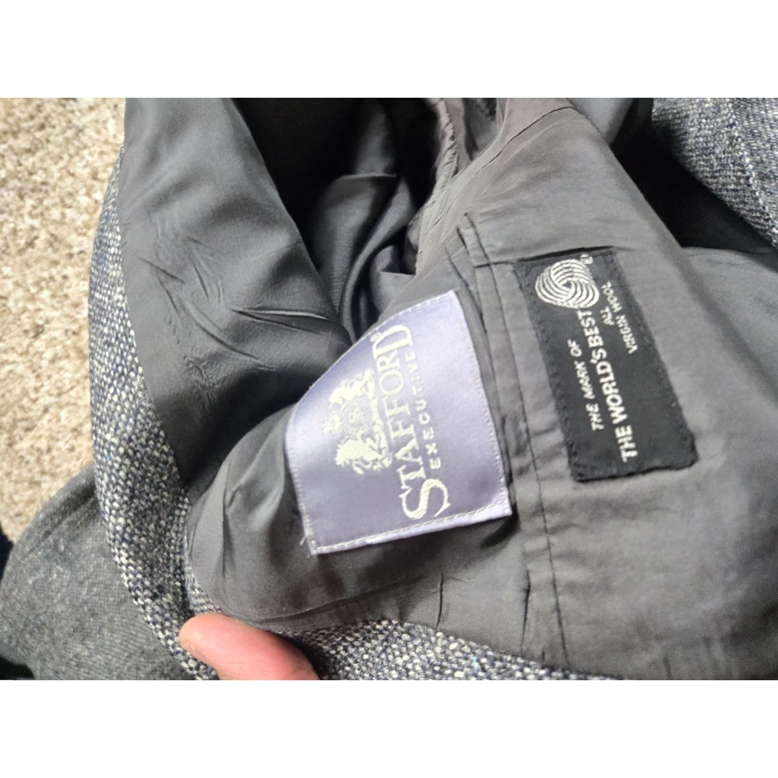 Stafford Stafford Mens 42L Gray British Tweed Wool Sport Coat 2 Button Notch Lapel Long Jacket Single-Breasted Casual Mens Size US XS / EU 42 / 0 - 4 Thumbnail