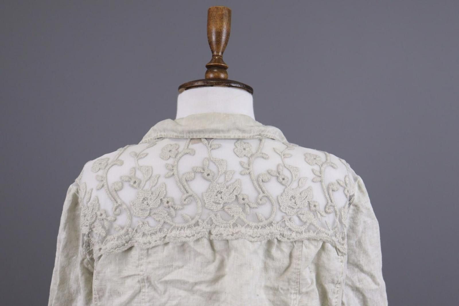 Designer Bottega Beige Mesh Floral Shirt Blouse Tunic Size M Size M / US 6-8 / IT 42-44 - 10 Thumbnail