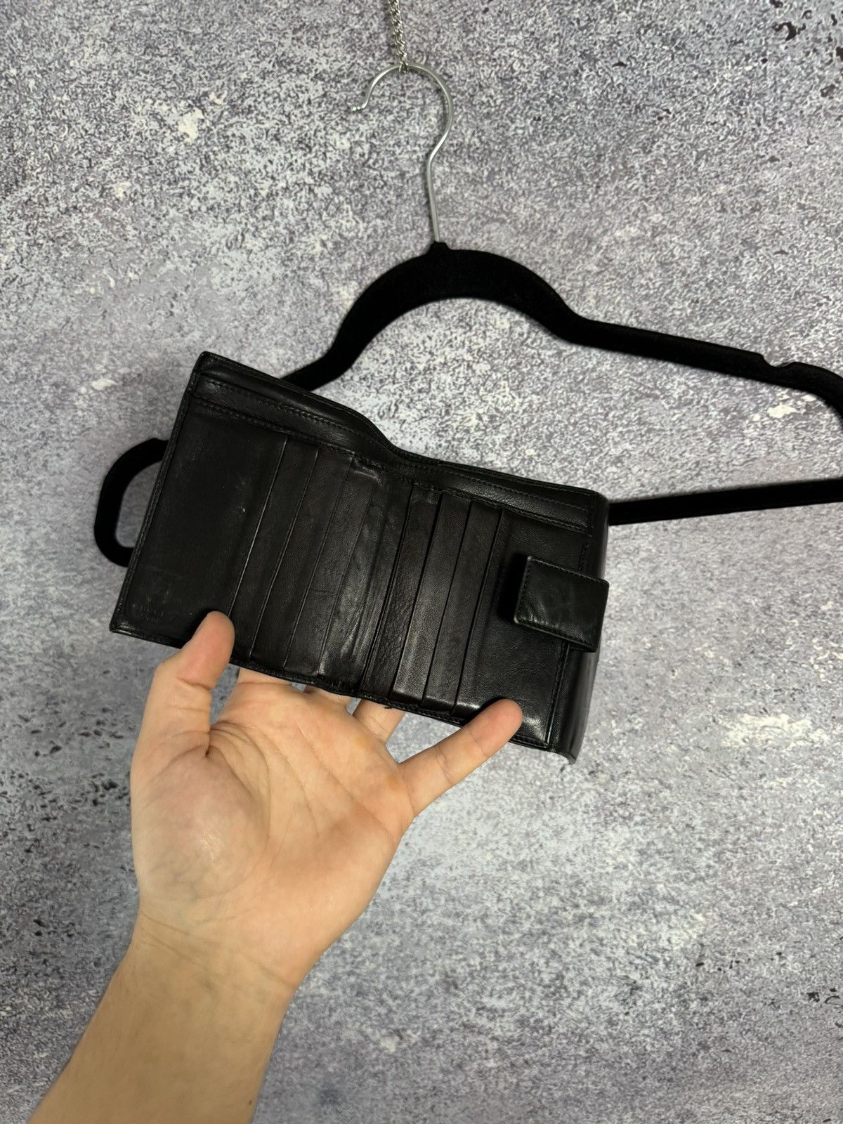 Gucci × Vintage Gucci Wallet Bifold Vintage Black Leather Unisex Authentic Size ONE SIZE - 9 Thumbnail