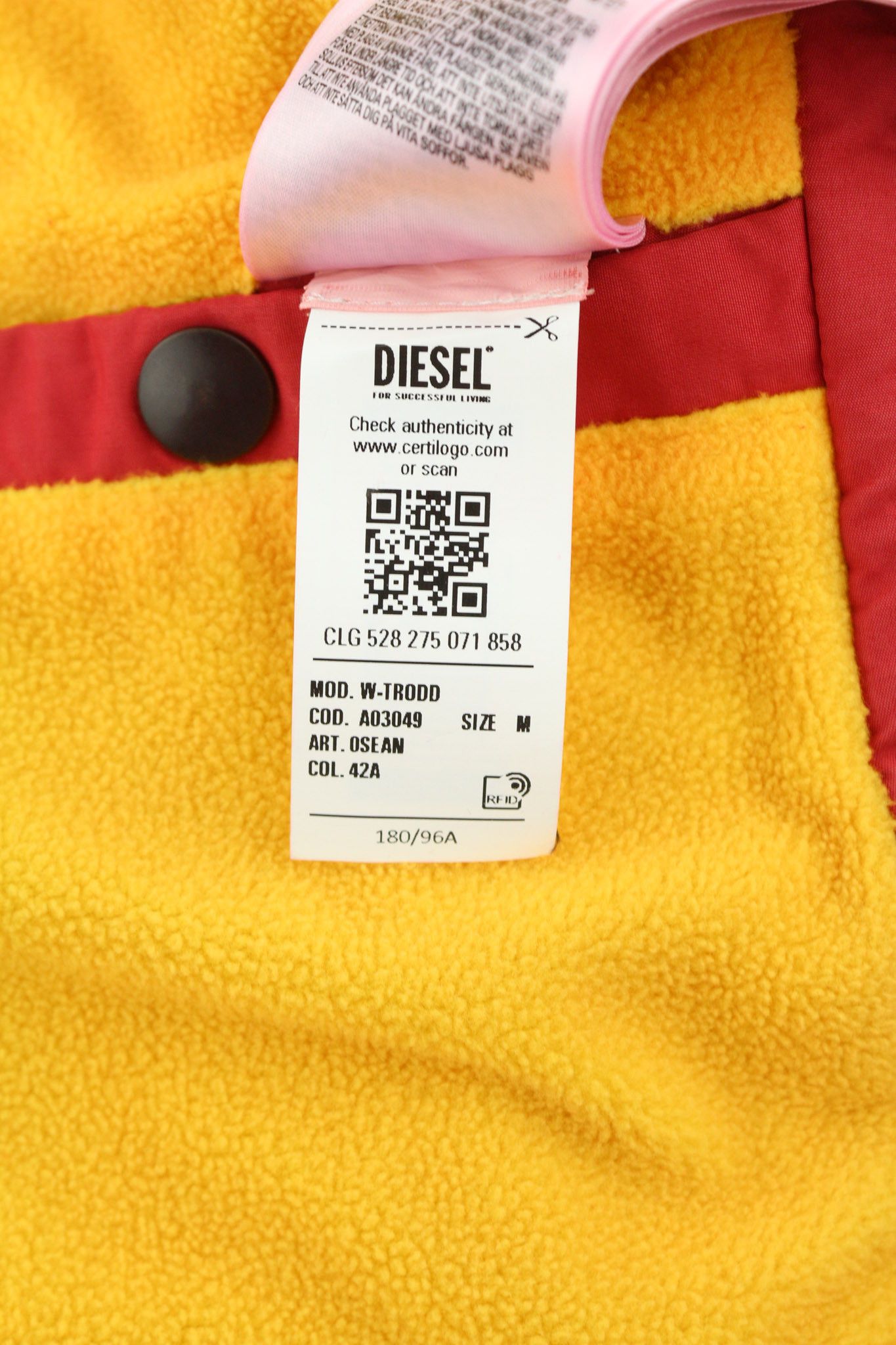 Diesel W-TRODD M Oversized Fleece Lined Hooded Zip Jacket 40055 Size US M / EU 48-50 / 2 - 15 Thumbnail