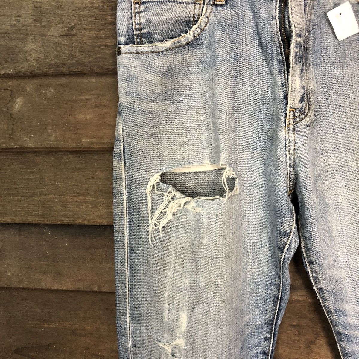 Japanese Brand Ring Denim vintage Blue Distressed ripped Denim Pants #7386 Size US 30 / EU 46 - 6 Thumbnail