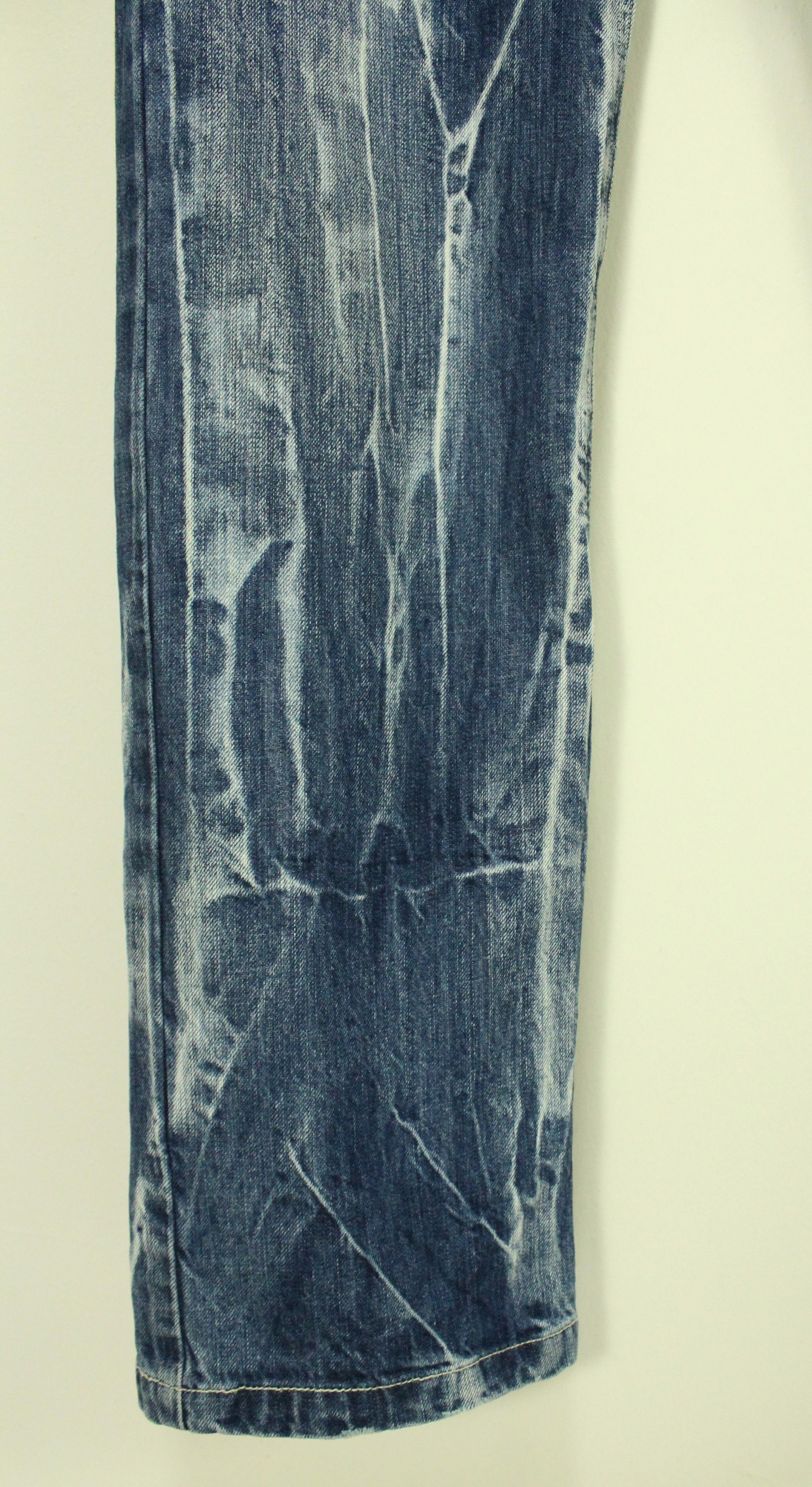 Japanese Brand Double Waist JUNGLE STORM Denim Marble Whisker Acid Washed Size US 33 - 8 Thumbnail
