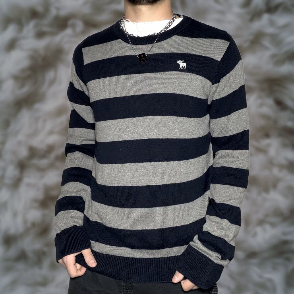 Abercrombie & Fitch Abercrombie & Fitch Sweater Mens Medium Blue Knit Crewneck Pullover Striped Y2K Vintage? Size US M / EU 48-50 / 2 - 1 Thumbnail